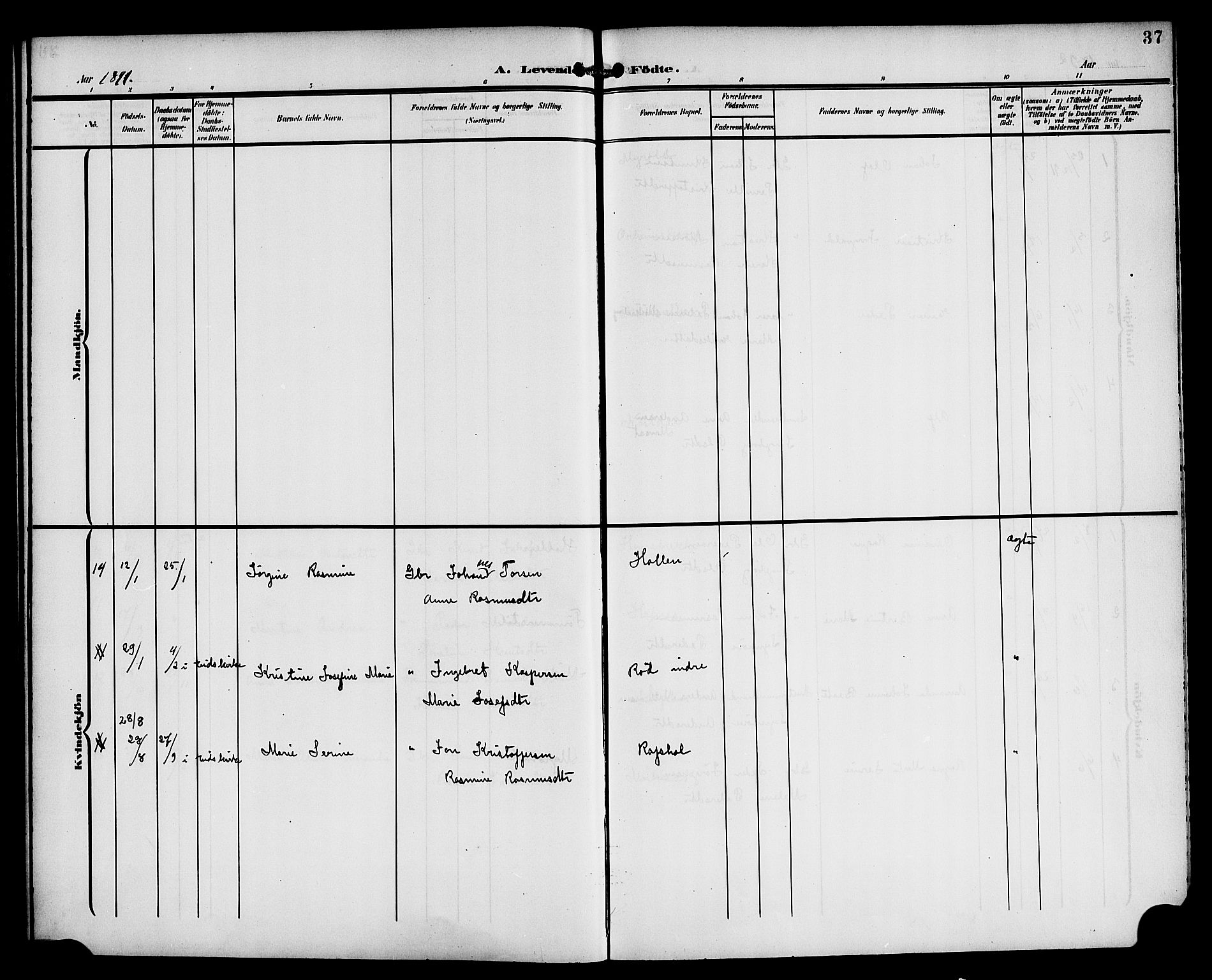 Eid sokneprestembete, AV/SAB-A-82301/H/Haa/Haac/L0001: Parish register (official) no. C 1, 1879-1899, p. 37