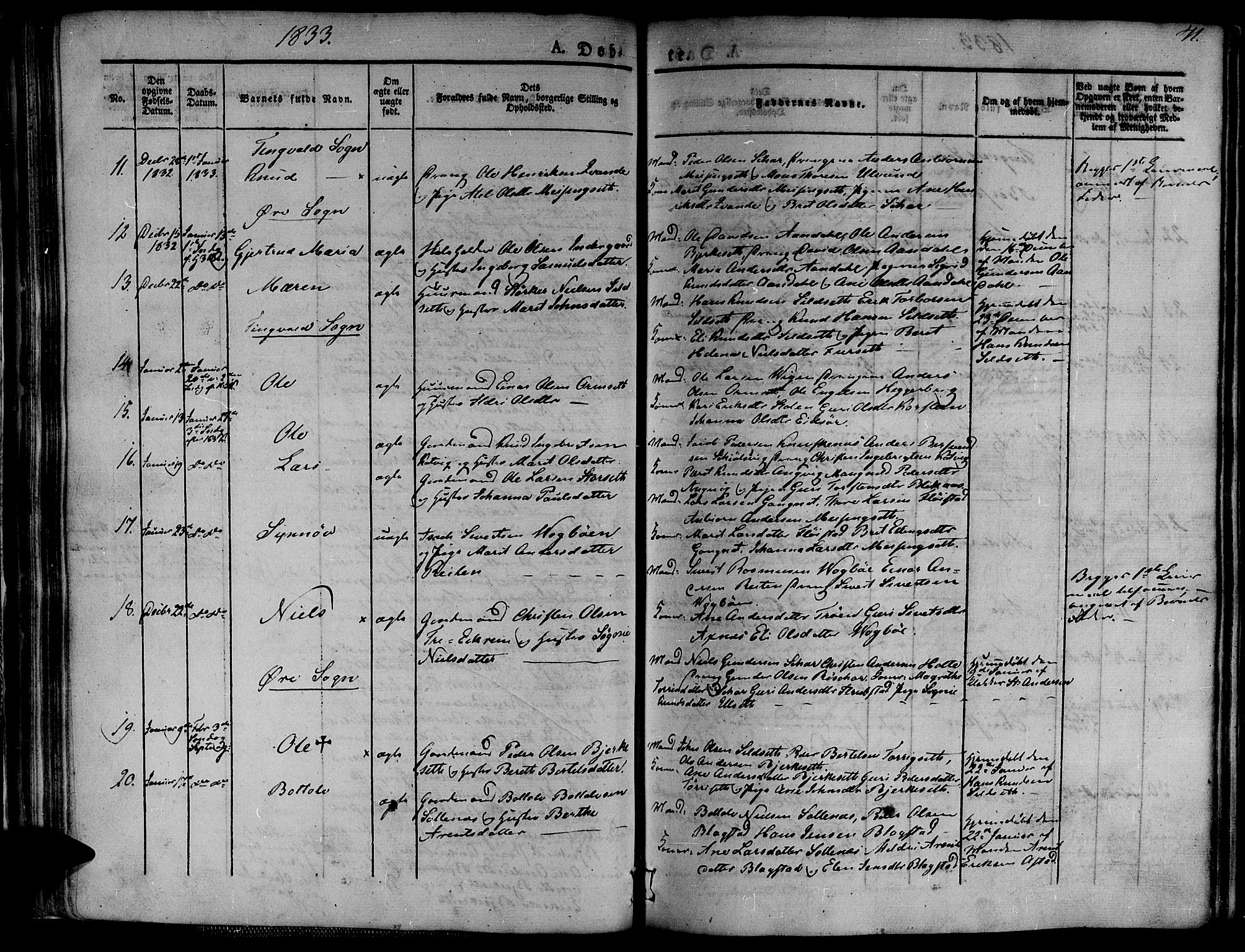 Ministerialprotokoller, klokkerbøker og fødselsregistre - Møre og Romsdal, AV/SAT-A-1454/586/L0983: Parish register (official) no. 586A09, 1829-1843, p. 41