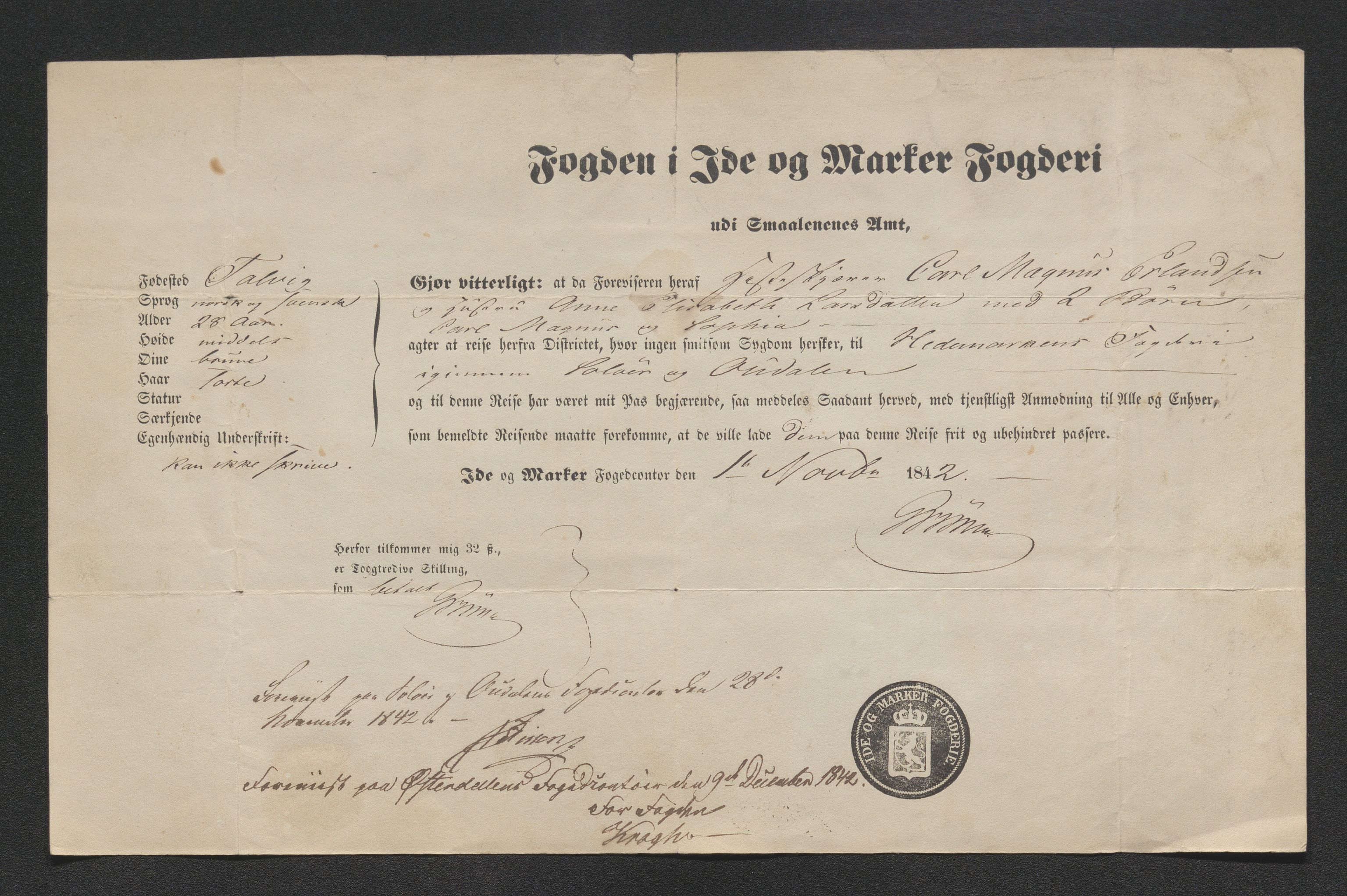 Drammen politikammer, AV/SAKO-A-623/I/Ia/Iab/L0007: Innleverte pass, 1843-1844, p. 24
