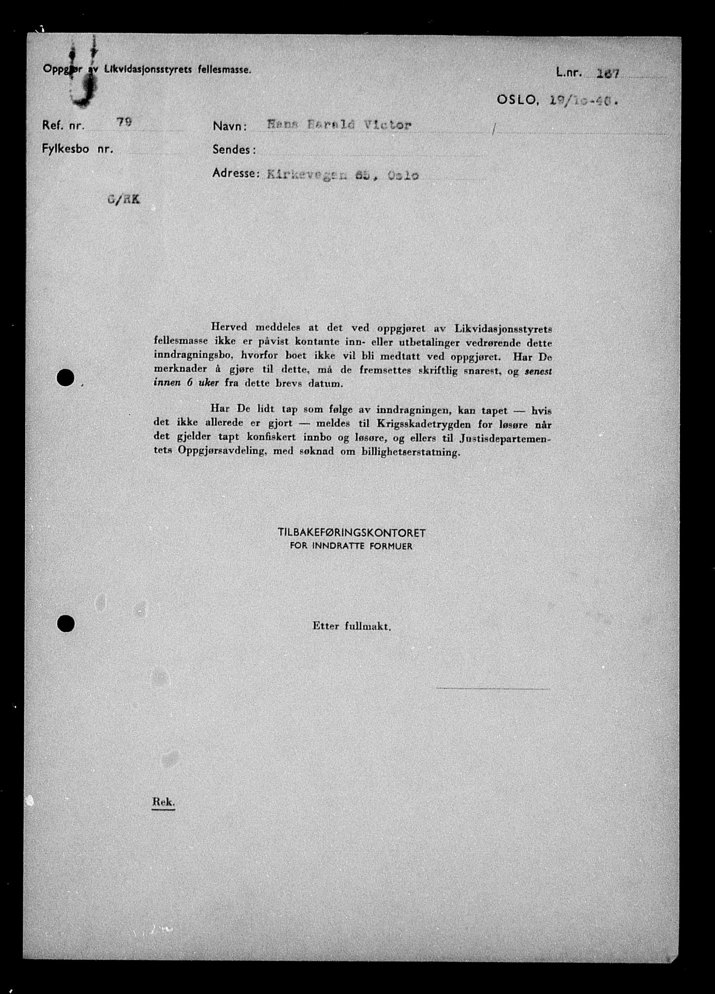 Justisdepartementet, Tilbakeføringskontoret for inndratte formuer, RA/S-1564/H/Hc/Hcc/L0985: --, 1945-1947, p. 3