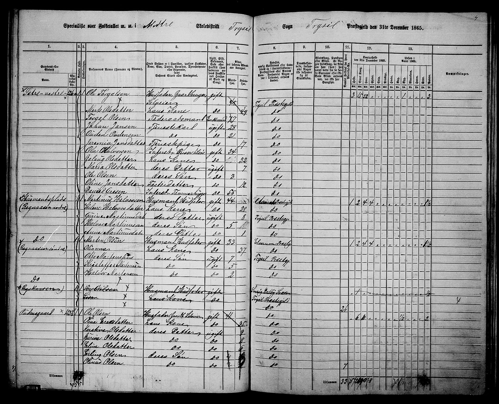 RA, 1865 census for Trysil, 1865, p. 115