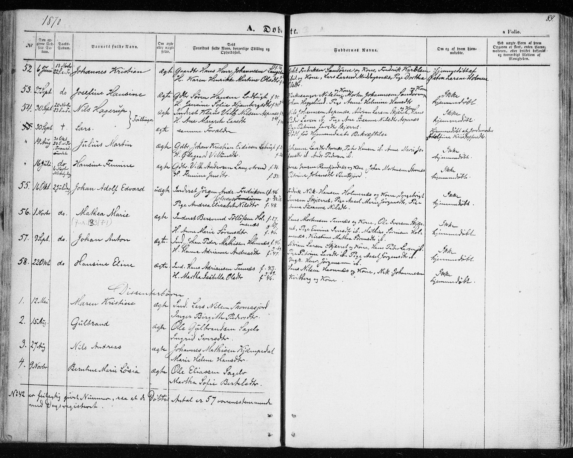 Balsfjord sokneprestembete, AV/SATØ-S-1303/G/Gaa/L0003kirke: Parish register (official) no. 3, 1856-1870, p. 89