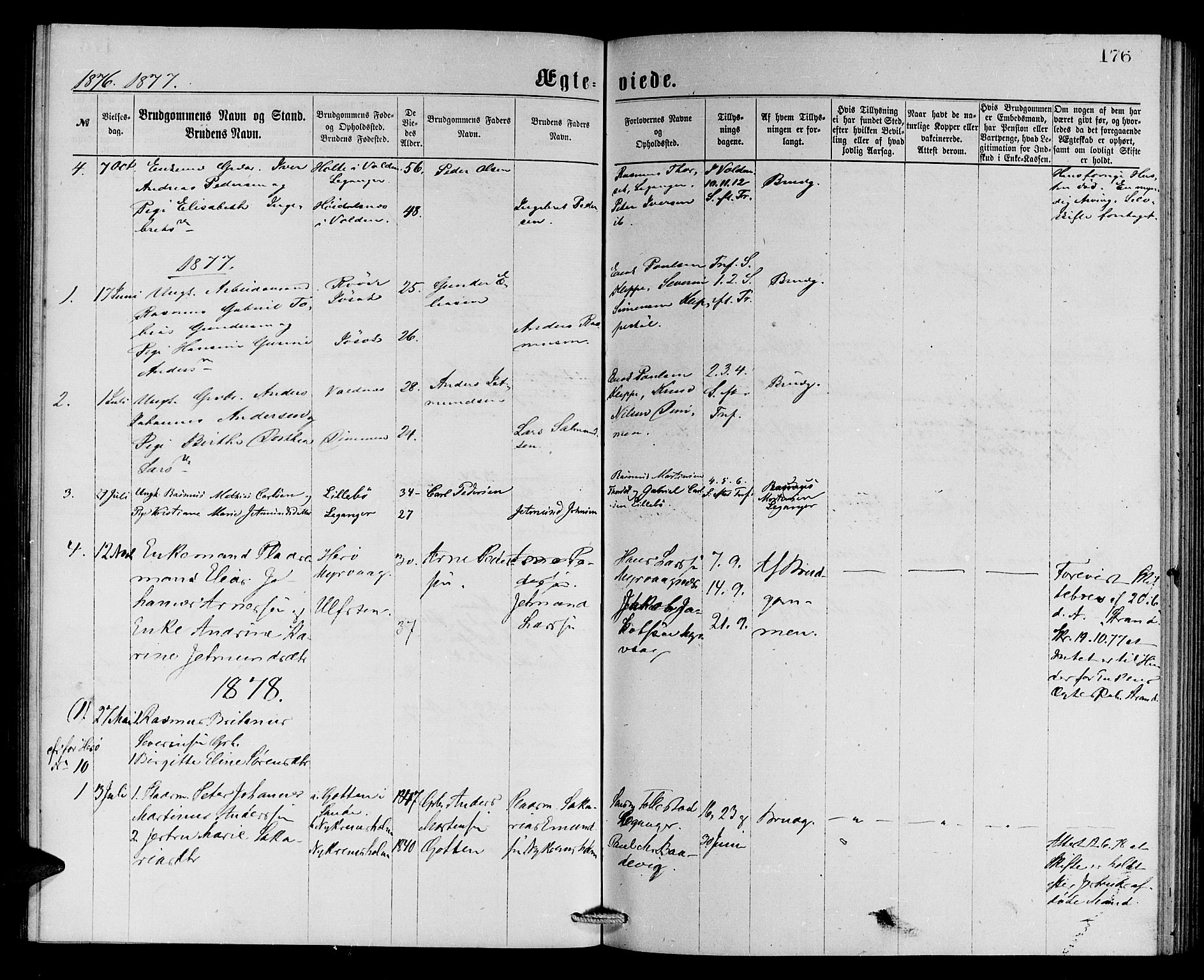 Ministerialprotokoller, klokkerbøker og fødselsregistre - Møre og Romsdal, SAT/A-1454/508/L0094: Parish register (official) no. 508A01, 1873-1886, p. 176