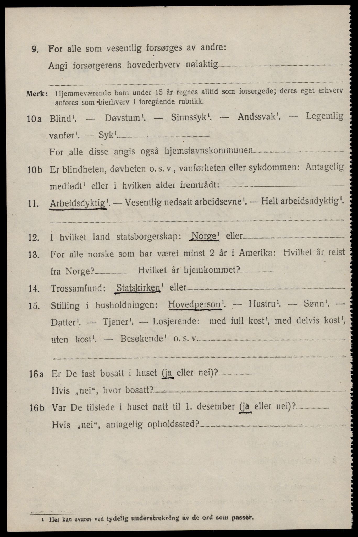 SAST, 1920 census for Erfjord, 1920, p. 1274