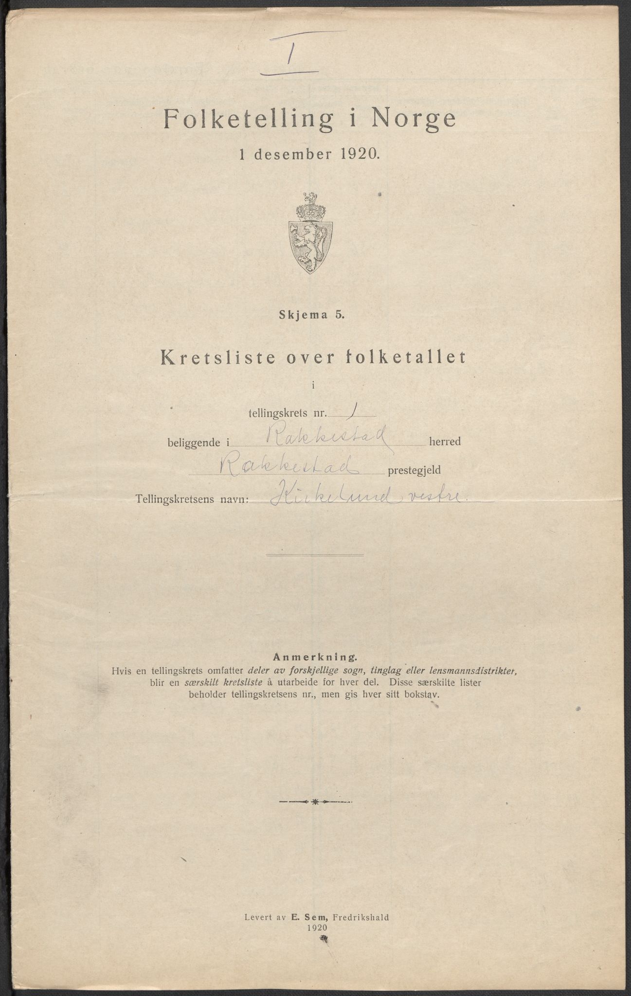 SAO, 1920 census for Rakkestad, 1920, p. 6