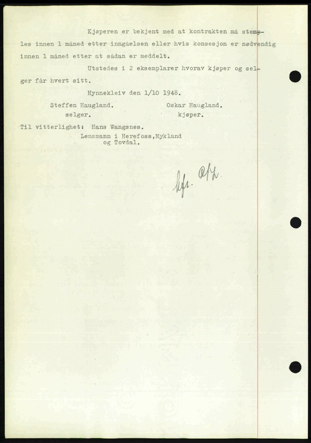 Nedenes sorenskriveri, SAK/1221-0006/G/Gb/Gba/L0059: Mortgage book no. A11, 1948-1948, Diary no: : 1450/1948