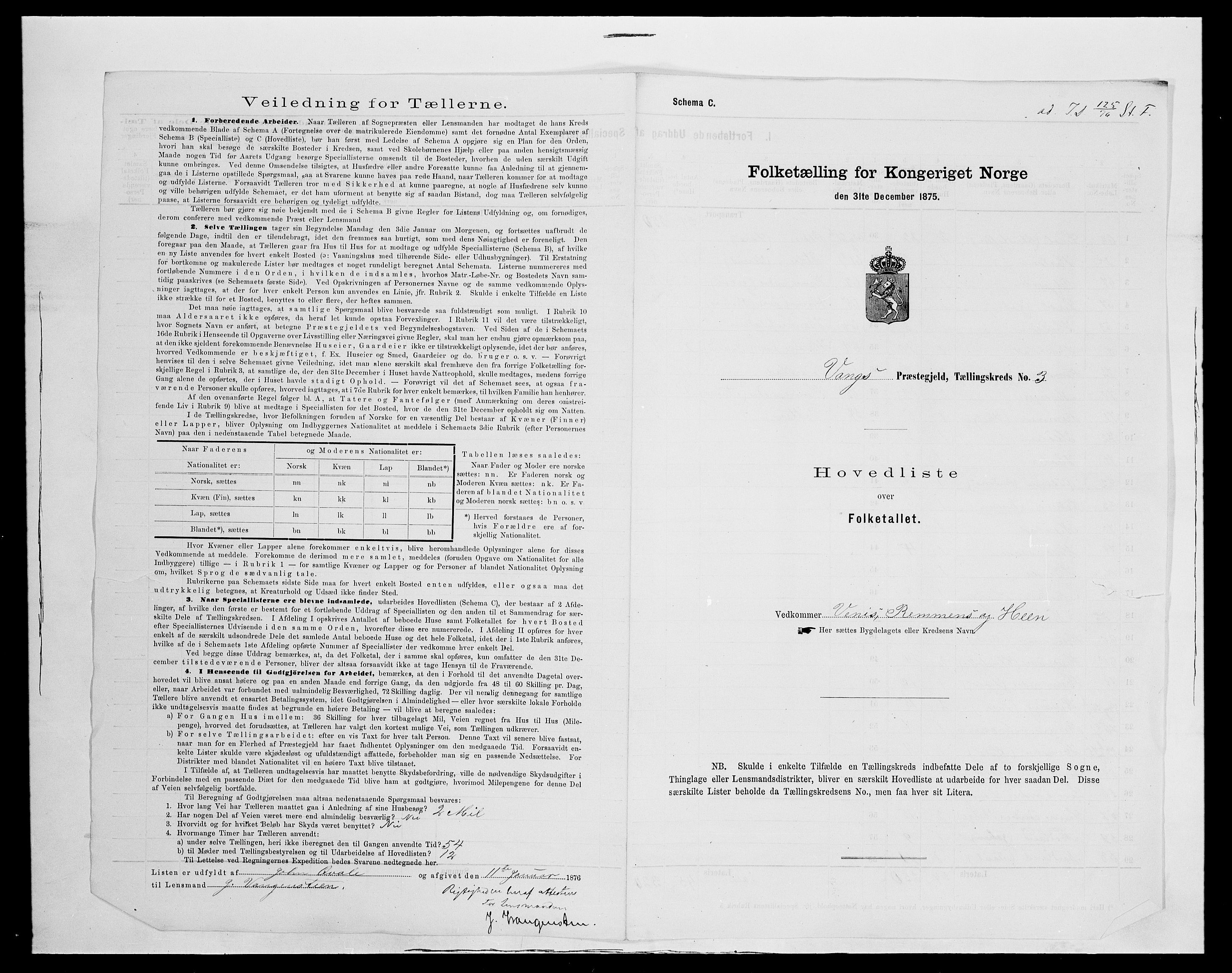 SAH, 1875 census for 0545P Vang, 1875, p. 15