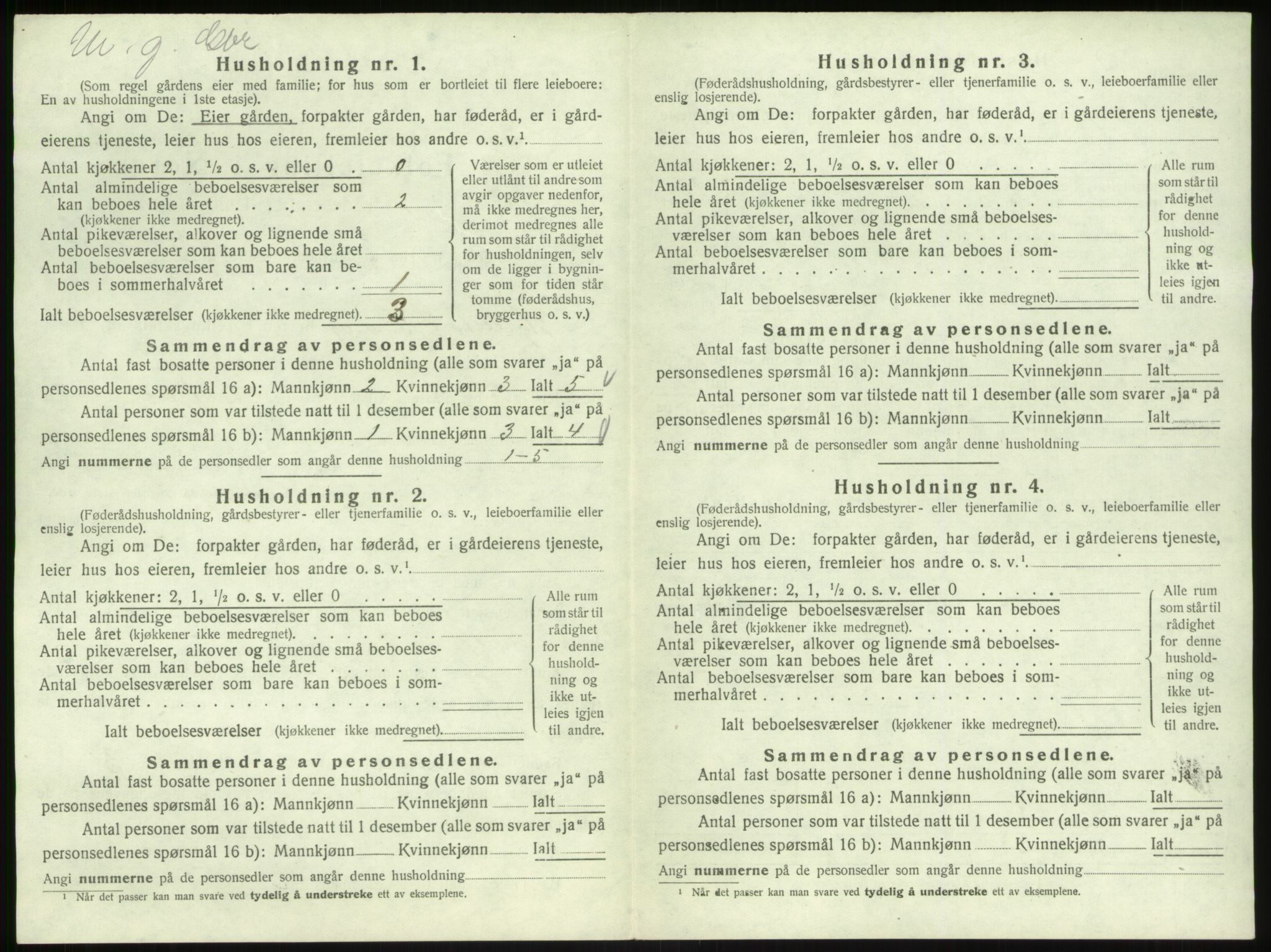 SAB, 1920 census for Hyllestad, 1920, p. 457