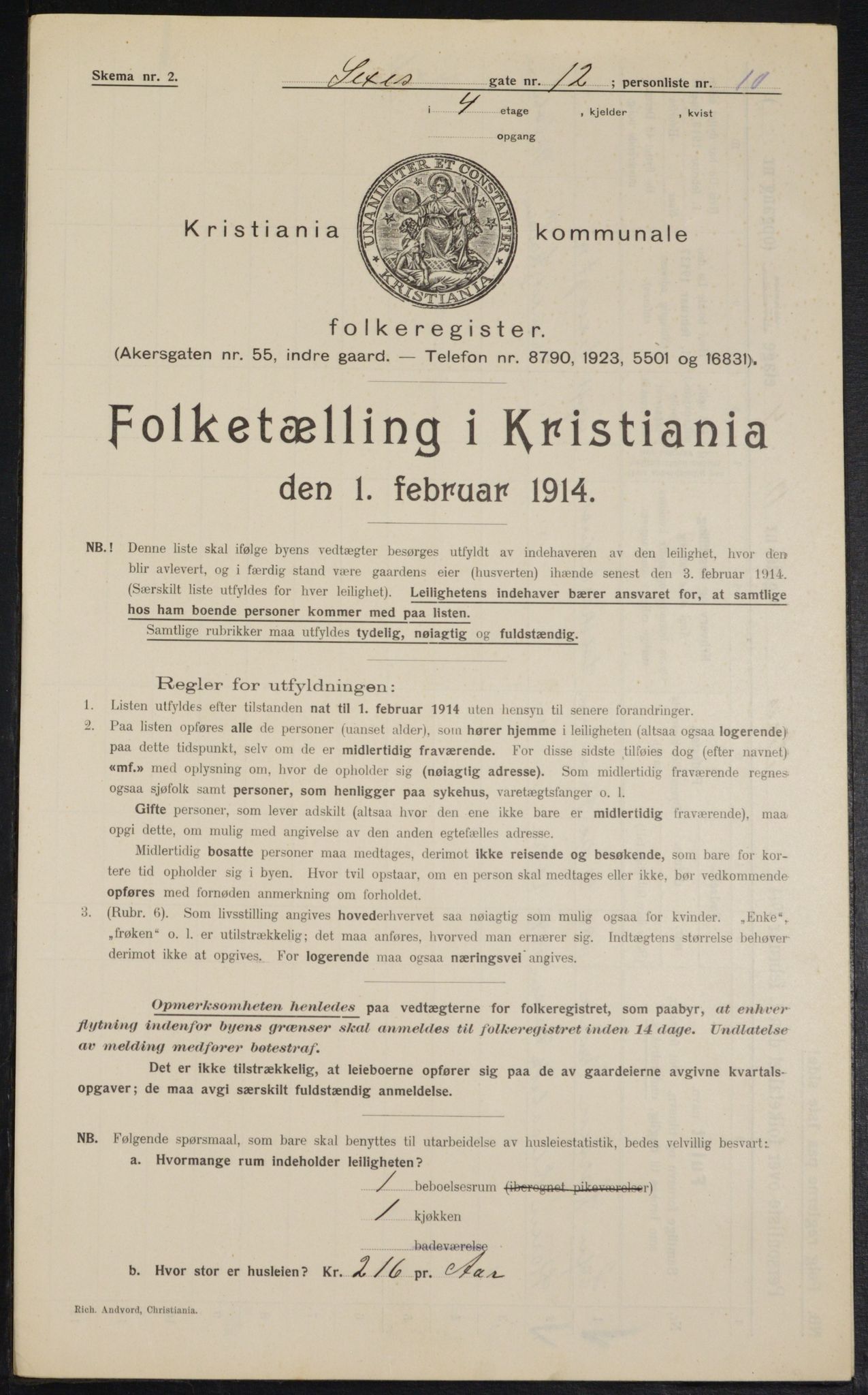 OBA, Municipal Census 1914 for Kristiania, 1914, p. 94625