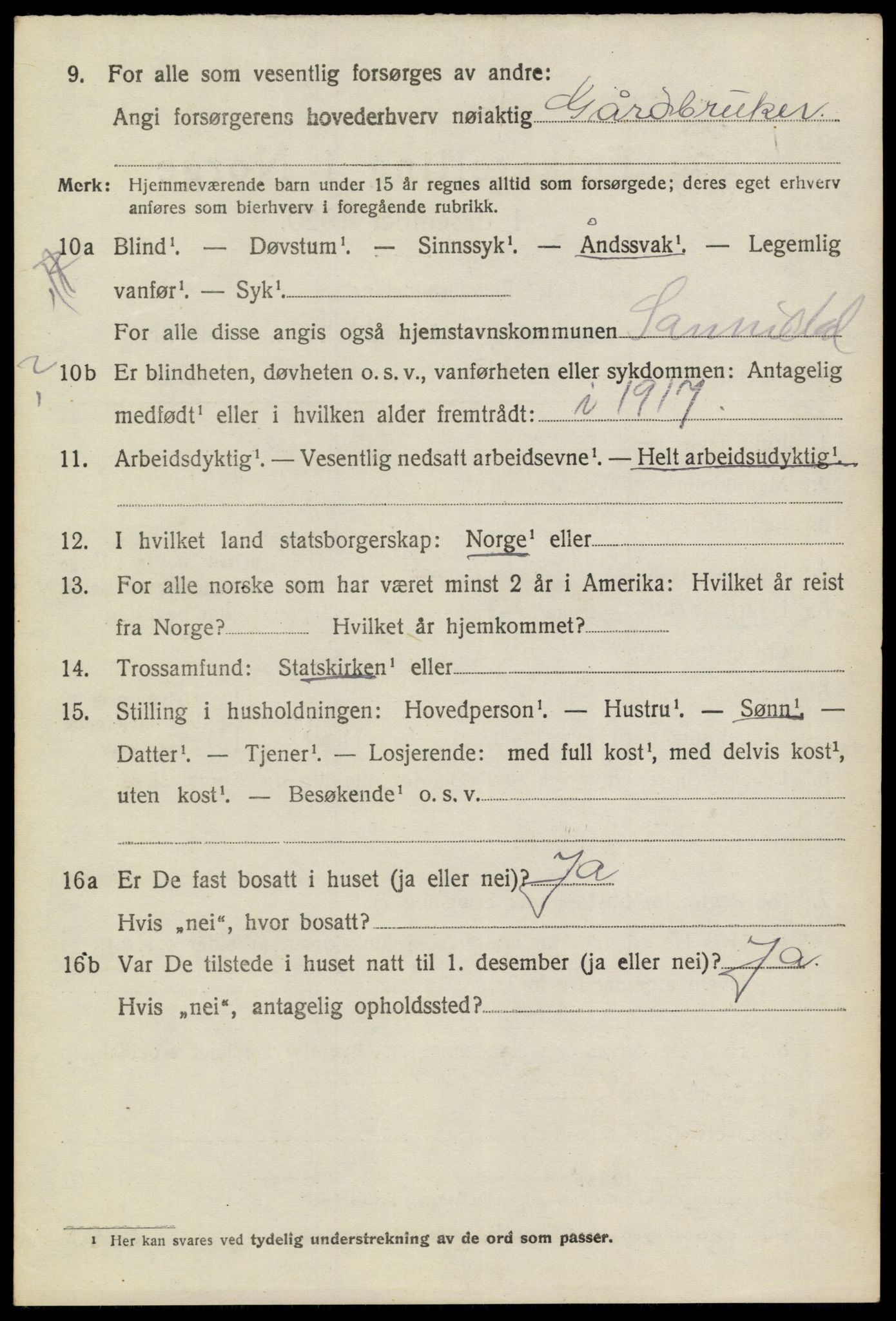 SAKO, 1920 census for Sannidal, 1920, p. 4674