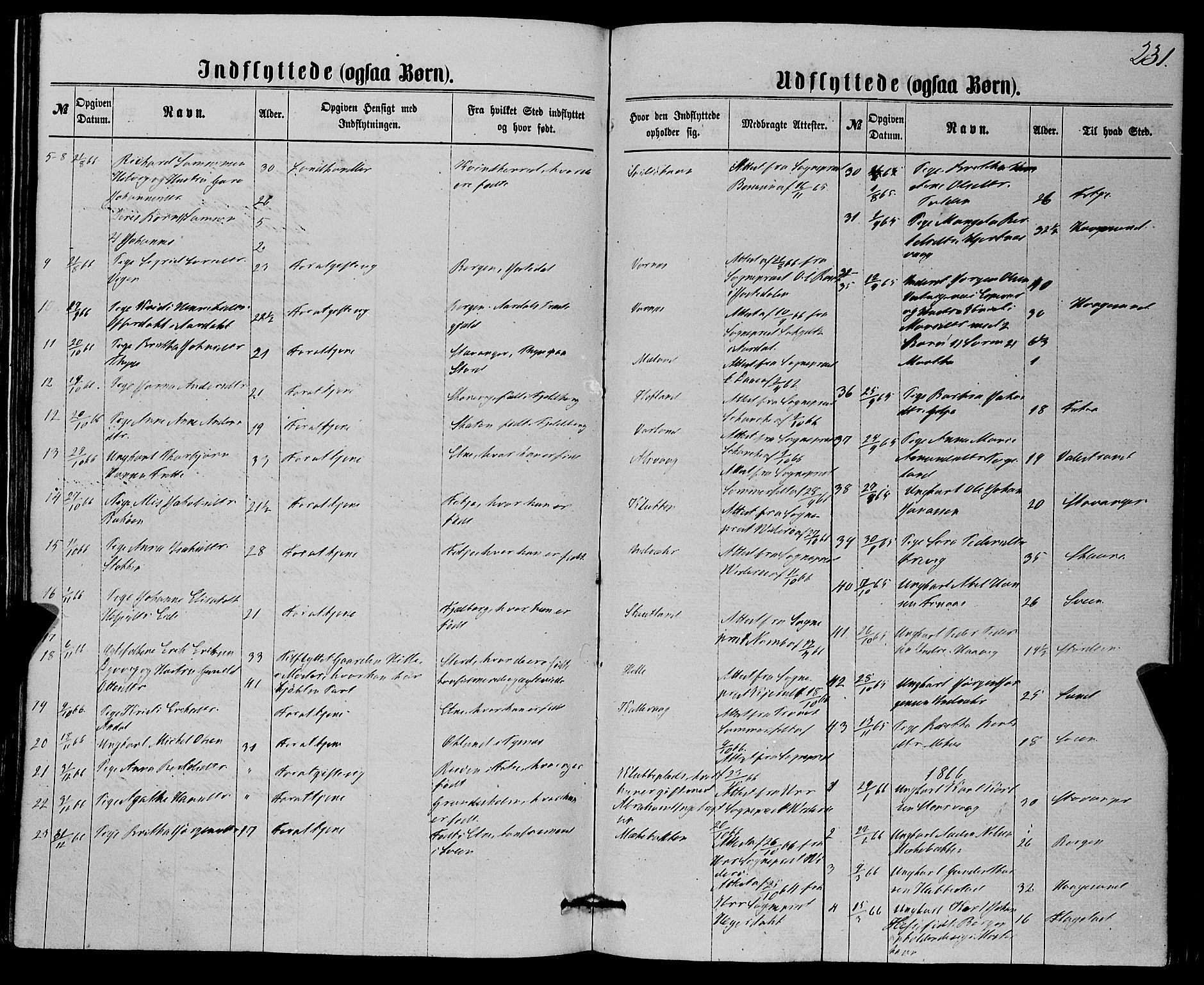 Finnås sokneprestembete, SAB/A-99925/H/Ha/Haa/Haaa/L0008: Parish register (official) no. A 8, 1863-1872, p. 231