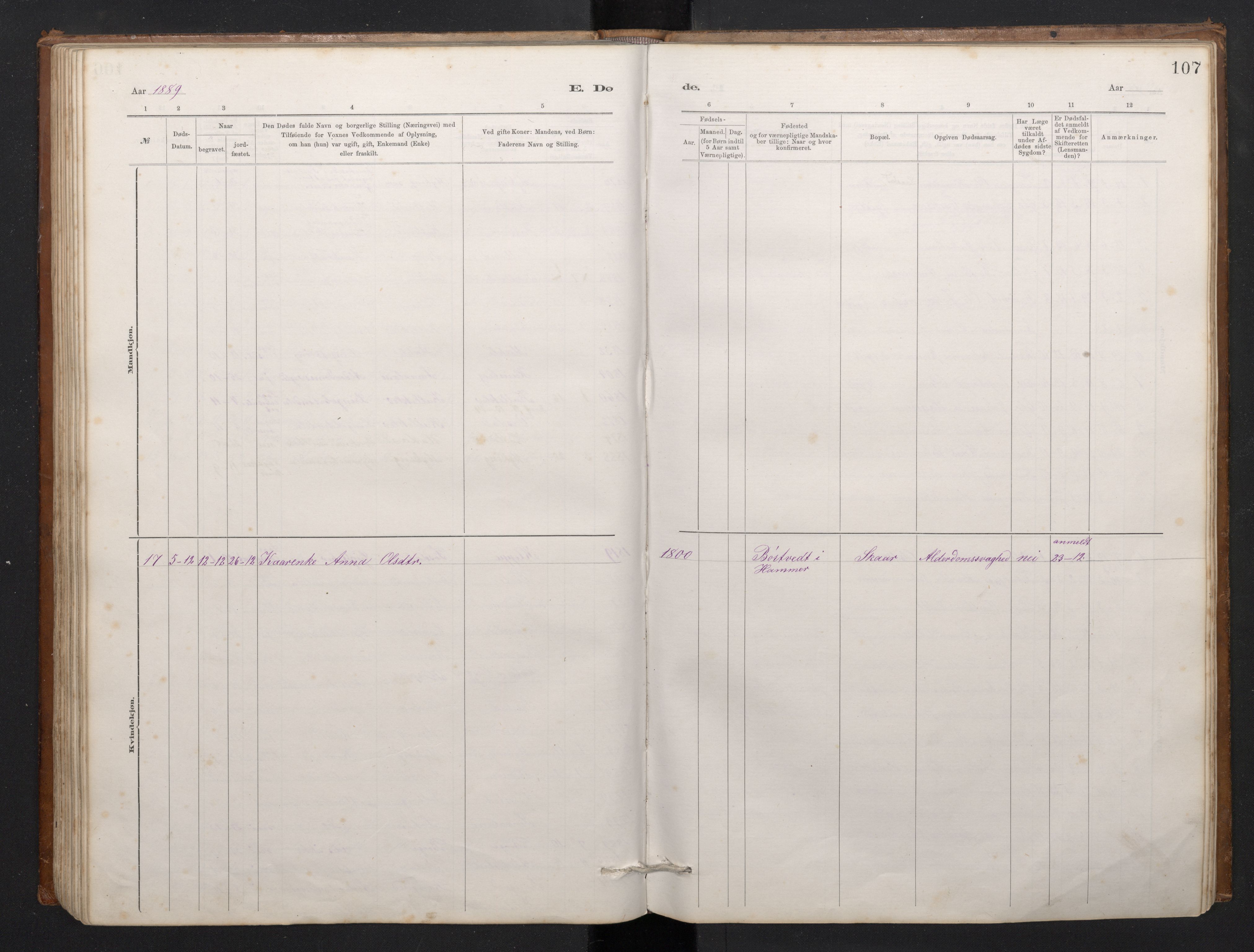 Haus sokneprestembete, SAB/A-75601/H/Hab: Parish register (copy) no. C 2, 1878-1892, p. 106b-107a