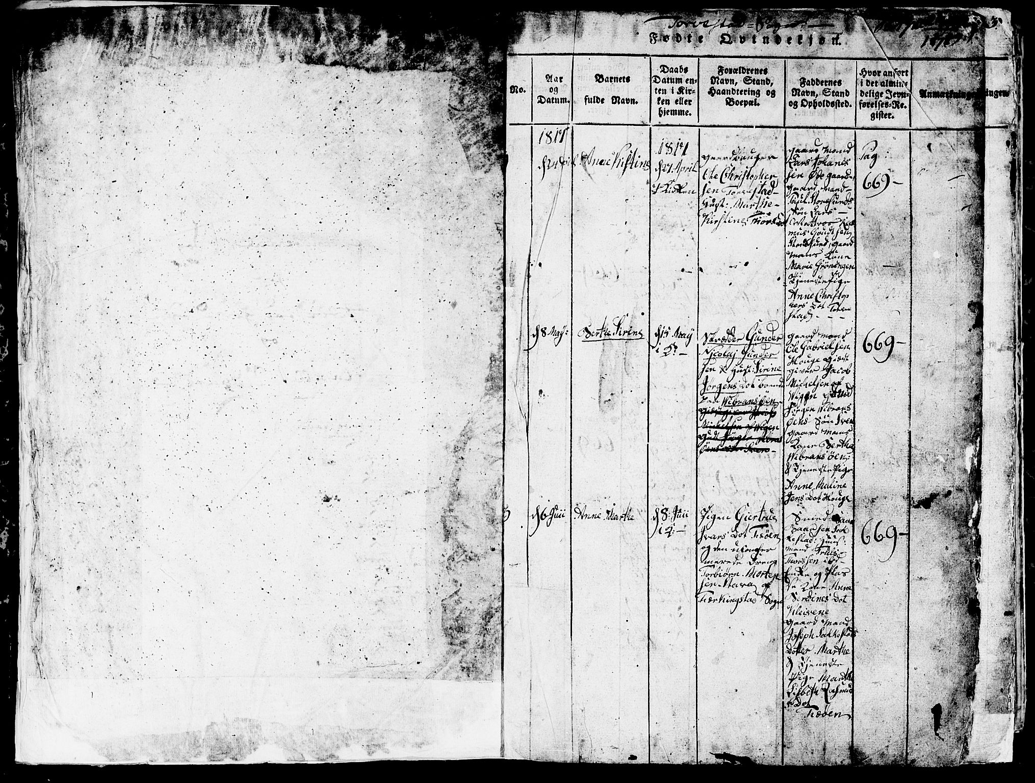Torvastad sokneprestkontor, SAST/A -101857/H/Ha/Hab/L0001: Parish register (copy) no. B 1 /1, 1817-1835, p. 0-1
