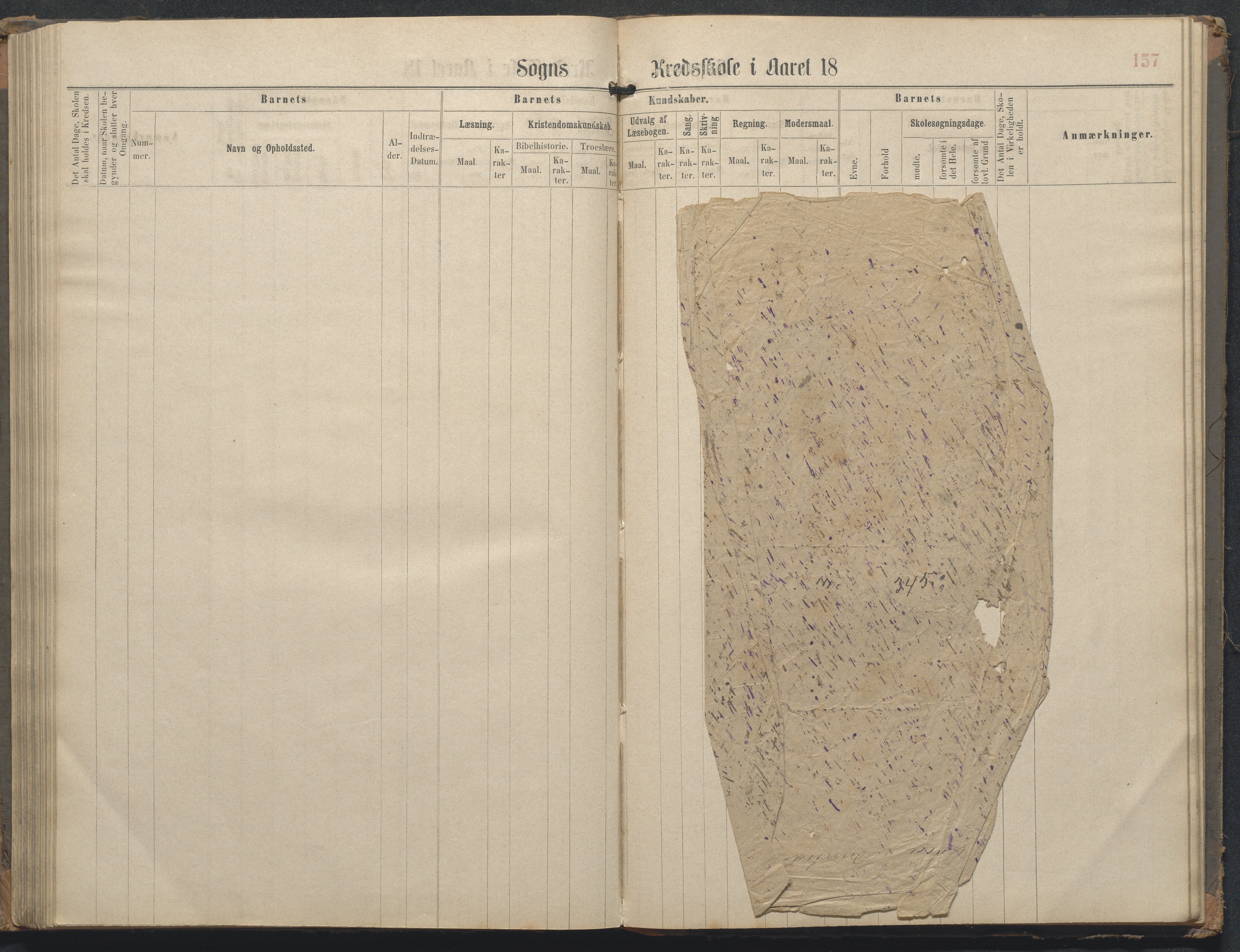 Øyestad kommune frem til 1979, AAKS/KA0920-PK/06/06L/L0002: Skoleprotokoll, 1863-1899, p. 157