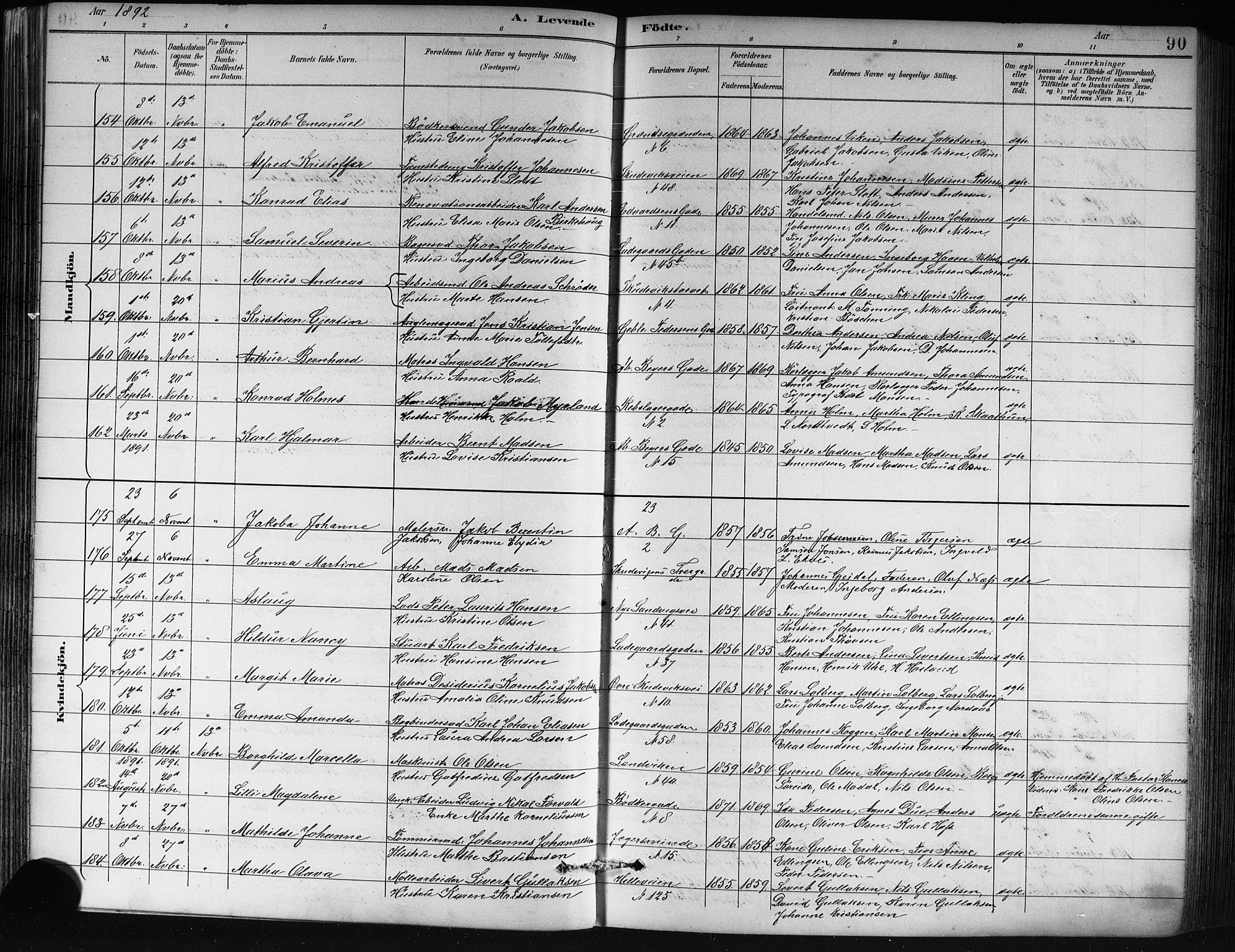 Sandviken Sokneprestembete, AV/SAB-A-77601/H/Hb/L0002: Parish register (copy) no. A 3, 1888-1902, p. 90