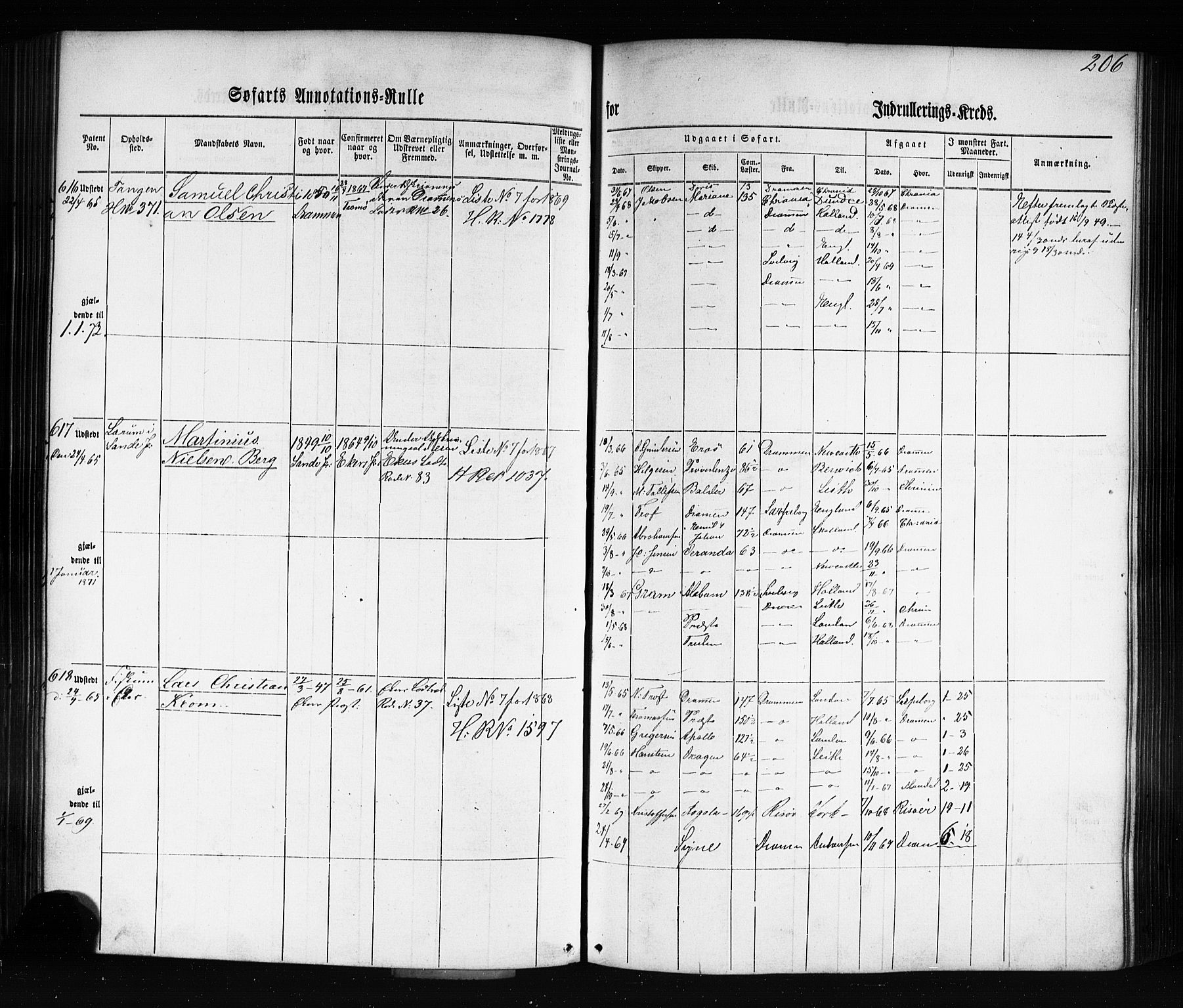 Drammen innrulleringsdistrikt, AV/SAKO-A-781/F/Fb/L0002: Annotasjonsrulle, 1860-1868, p. 218