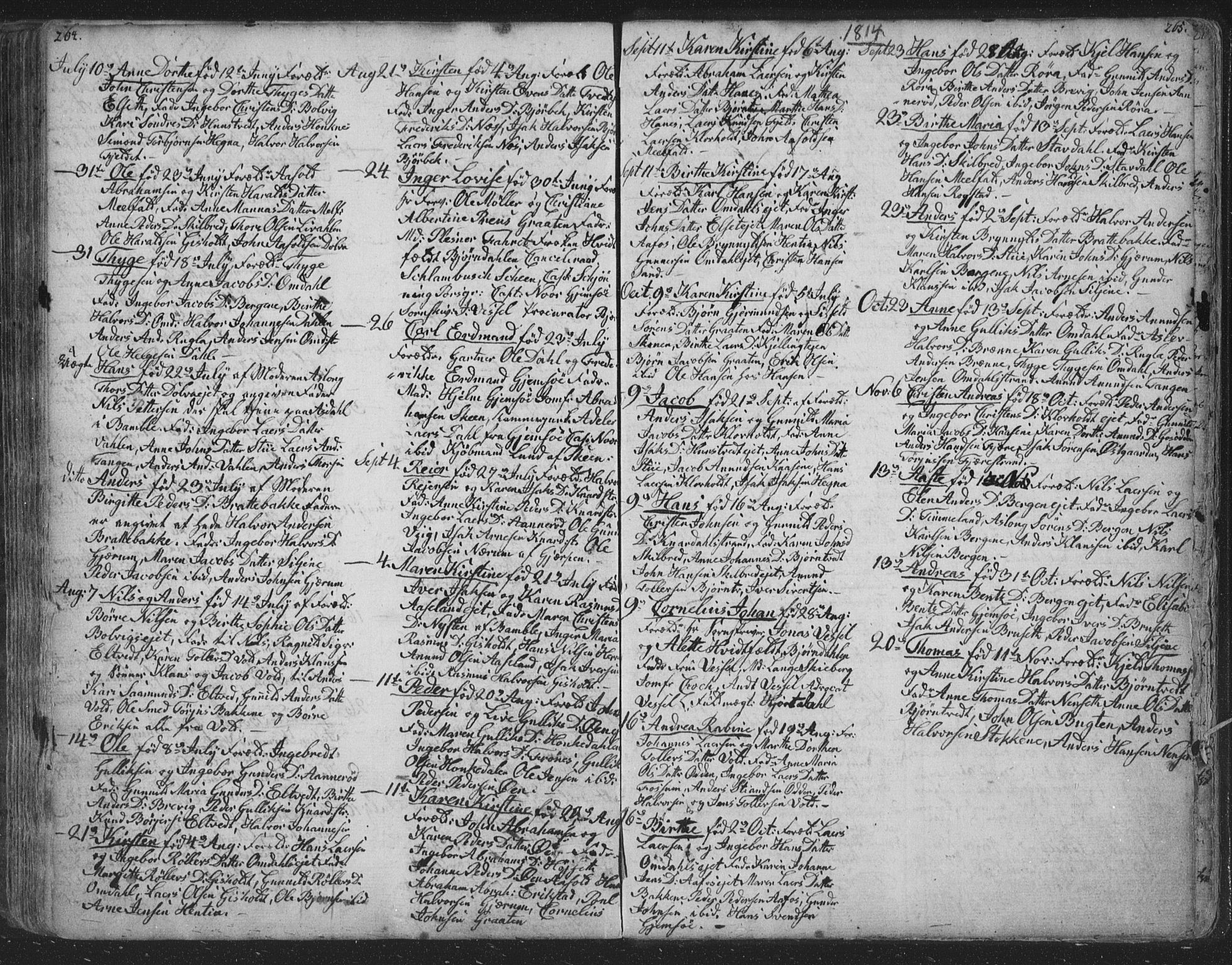 Solum kirkebøker, AV/SAKO-A-306/F/Fa/L0003: Parish register (official) no. I 3, 1761-1814, p. 264-265