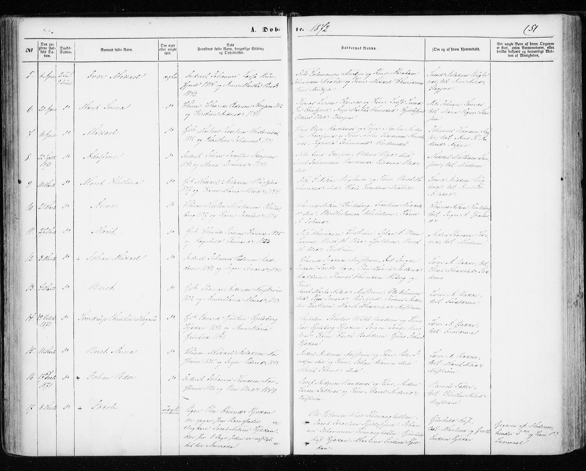 Skjervøy sokneprestkontor, SATØ/S-1300/H/Ha/Haa/L0011kirke: Parish register (official) no. 11, 1861-1877, p. 51