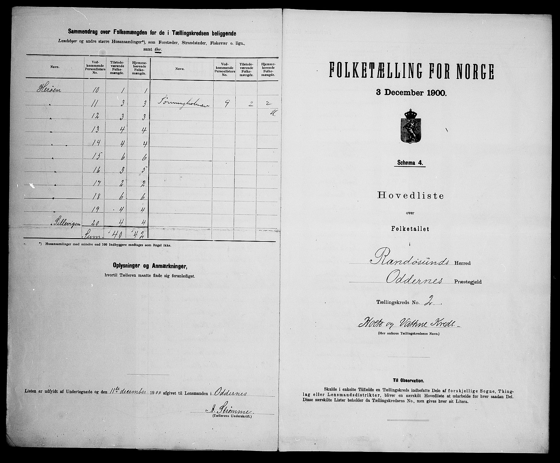 SAK, 1900 census for Randesund, 1900, p. 10