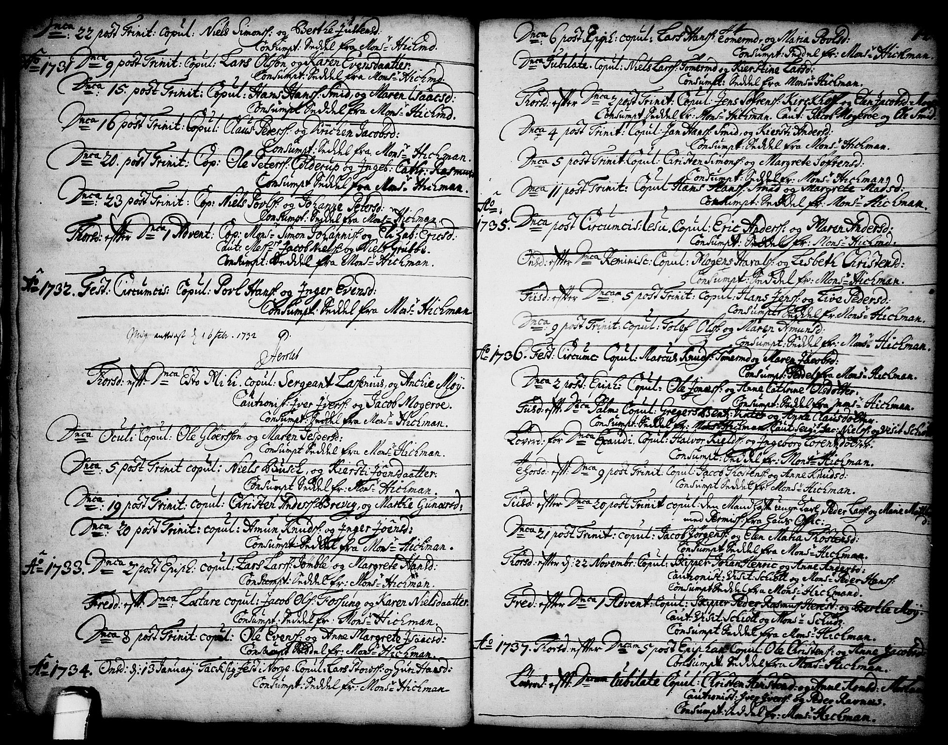 Brevik kirkebøker, SAKO/A-255/F/Fa/L0002: Parish register (official) no. 2, 1720-1764, p. 14