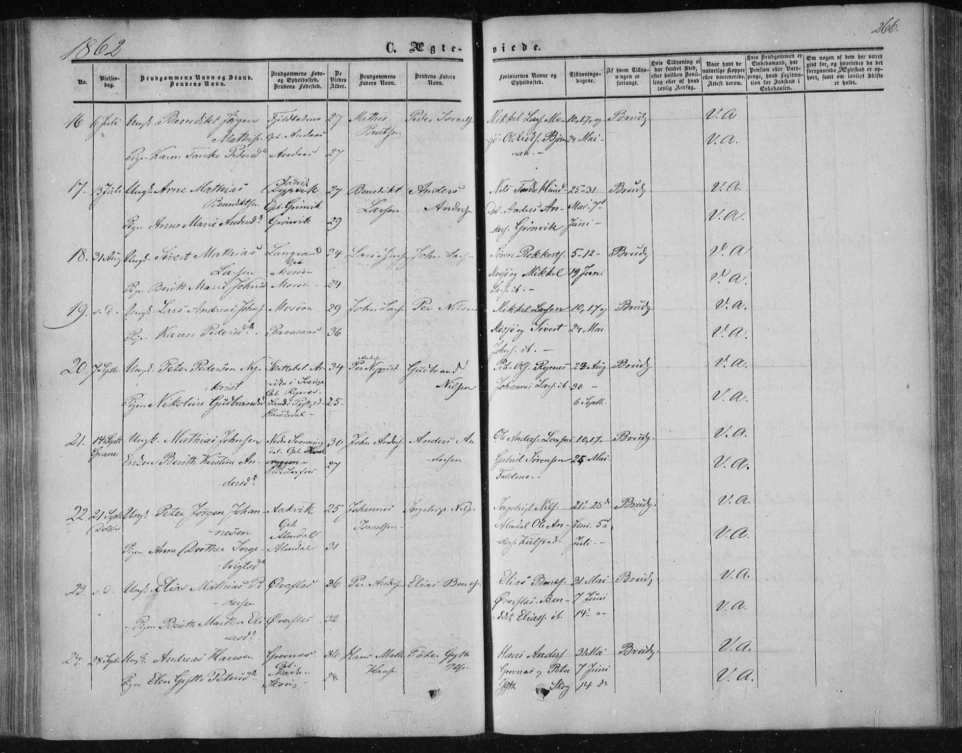 Ministerialprotokoller, klokkerbøker og fødselsregistre - Nordland, AV/SAT-A-1459/820/L0293: Parish register (official) no. 820A14, 1855-1865, p. 266