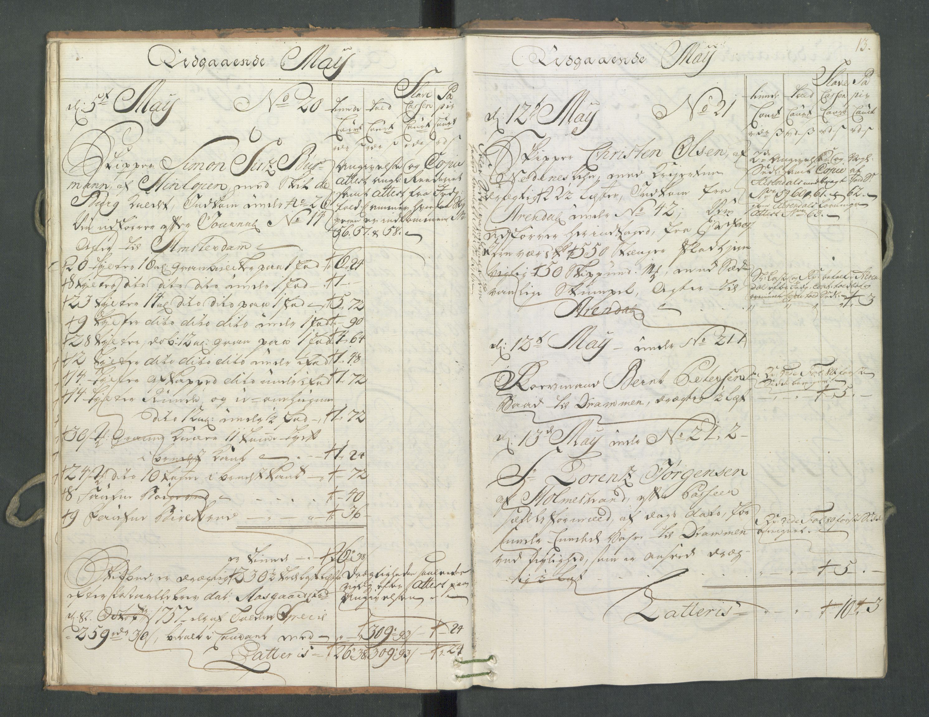 Generaltollkammeret, tollregnskaper, AV/RA-EA-5490/R09/L0034/0001: Tollregnskaper Holmestrand / Utgående hovedtollbok, 1762, p. 12b-13a