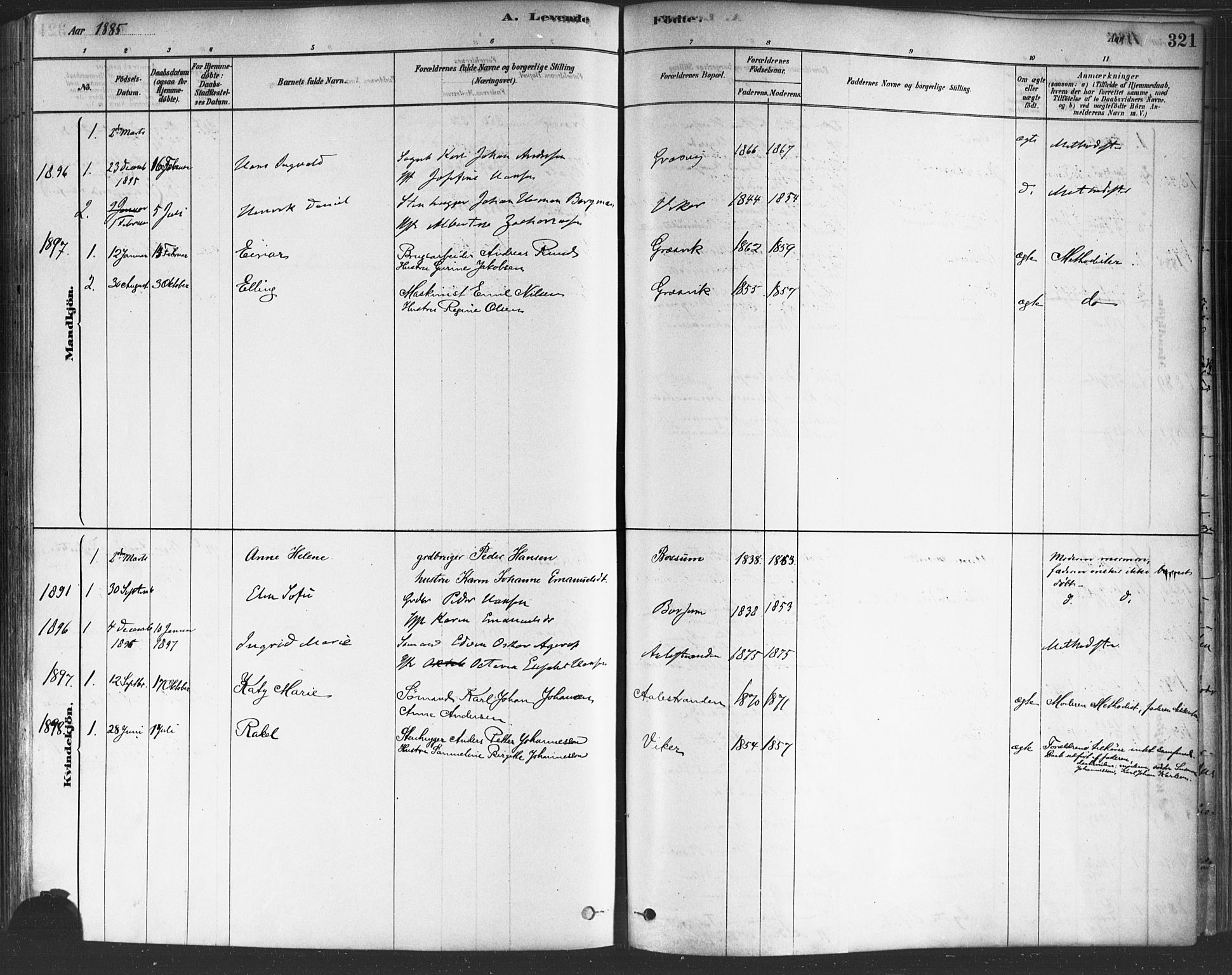 Onsøy prestekontor Kirkebøker, SAO/A-10914/F/Fa/L0005: Parish register (official) no. I 5, 1878-1898, p. 321