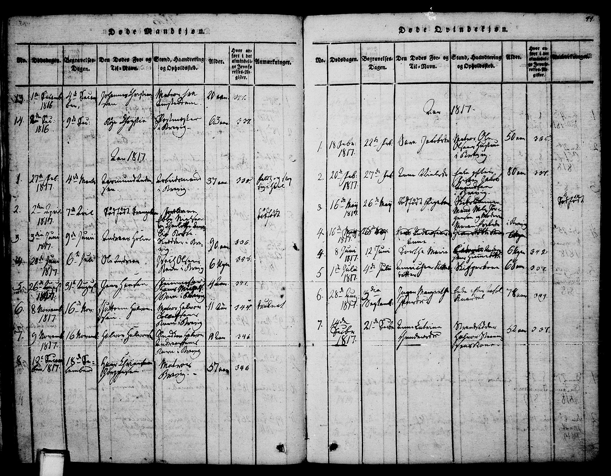 Brevik kirkebøker, SAKO/A-255/F/Fa/L0004: Parish register (official) no. 4, 1814-1846, p. 99