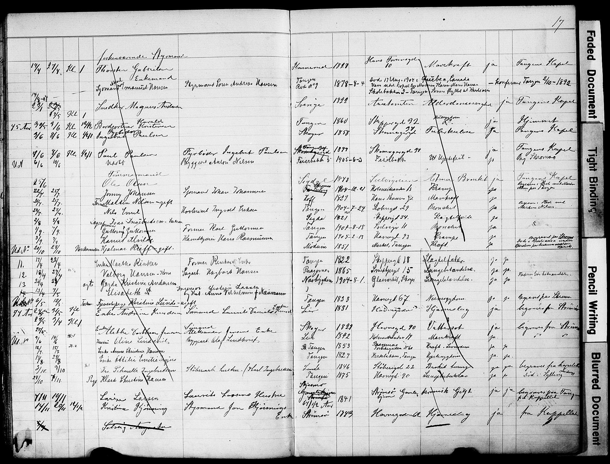 Strømsø kirkebøker, AV/SAKO-A-246/Y/Yb/L0001: Parish register draft no. II 1, 1896-1904, p. 17