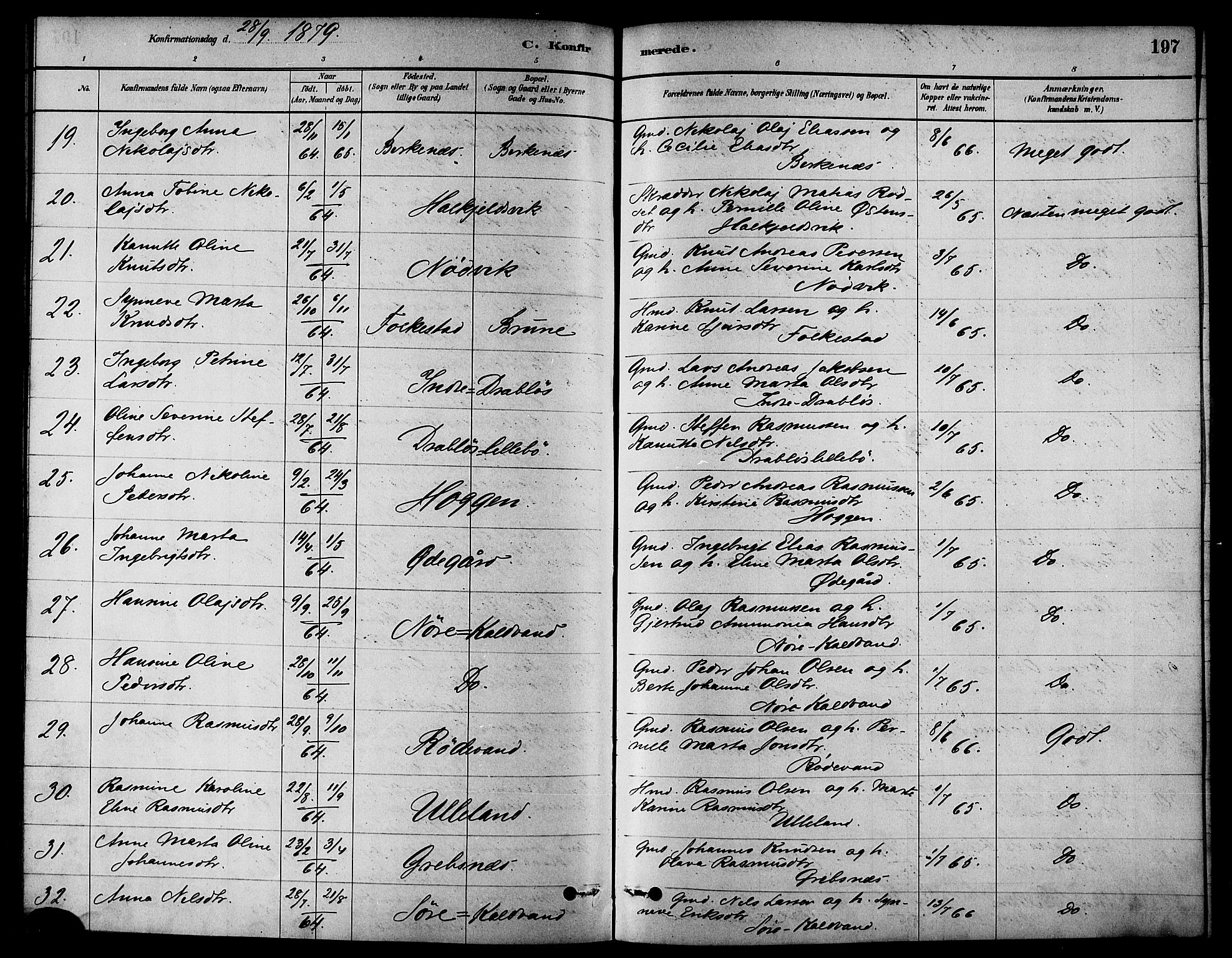 Ministerialprotokoller, klokkerbøker og fødselsregistre - Møre og Romsdal, AV/SAT-A-1454/511/L0141: Parish register (official) no. 511A08, 1878-1890, p. 197