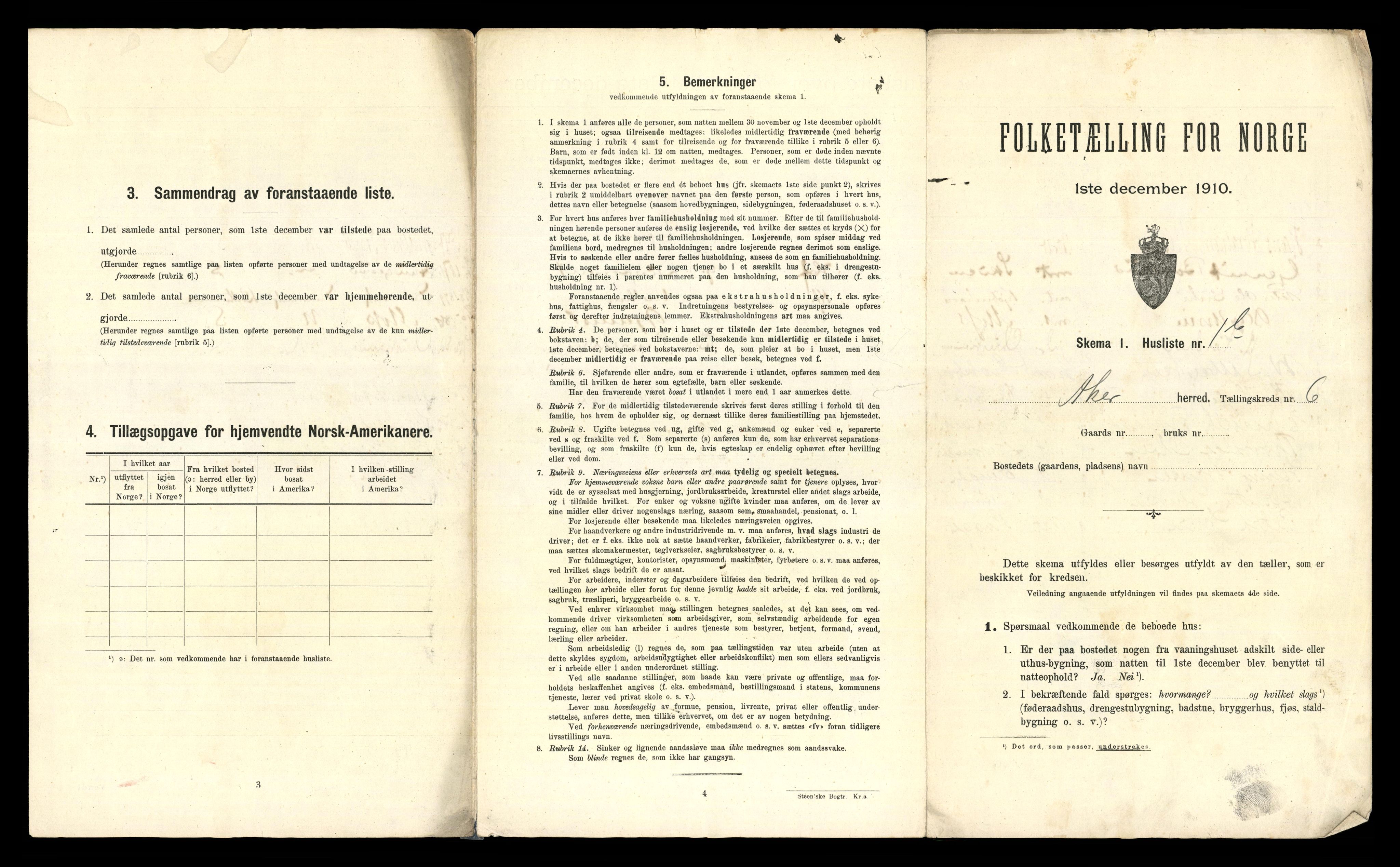 RA, 1910 census for Aker, 1910, p. 1465