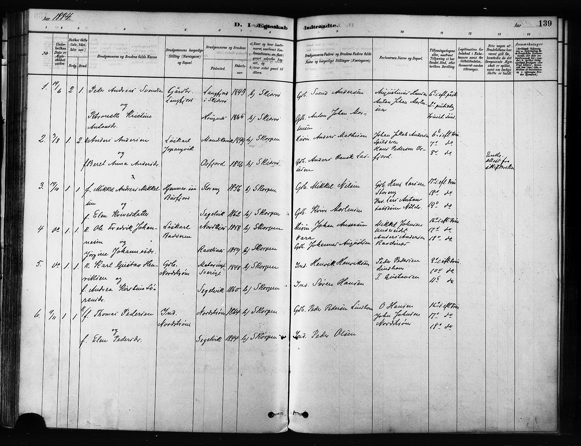 Skjervøy sokneprestkontor, SATØ/S-1300/H/Ha/Haa/L0012kirke: Parish register (official) no. 12, 1878-1891, p. 139