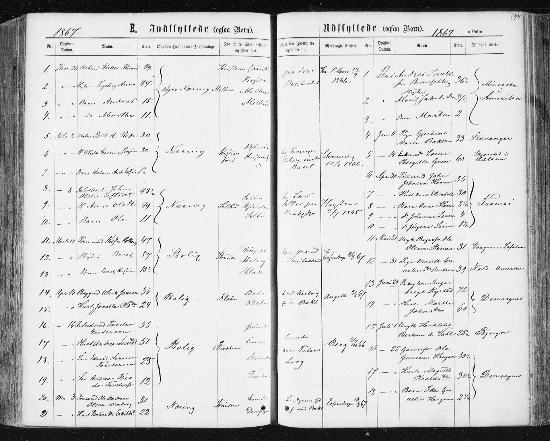 Ministerialprotokoller, klokkerbøker og fødselsregistre - Sør-Trøndelag, SAT/A-1456/604/L0186: Parish register (official) no. 604A07, 1866-1877, p. 577