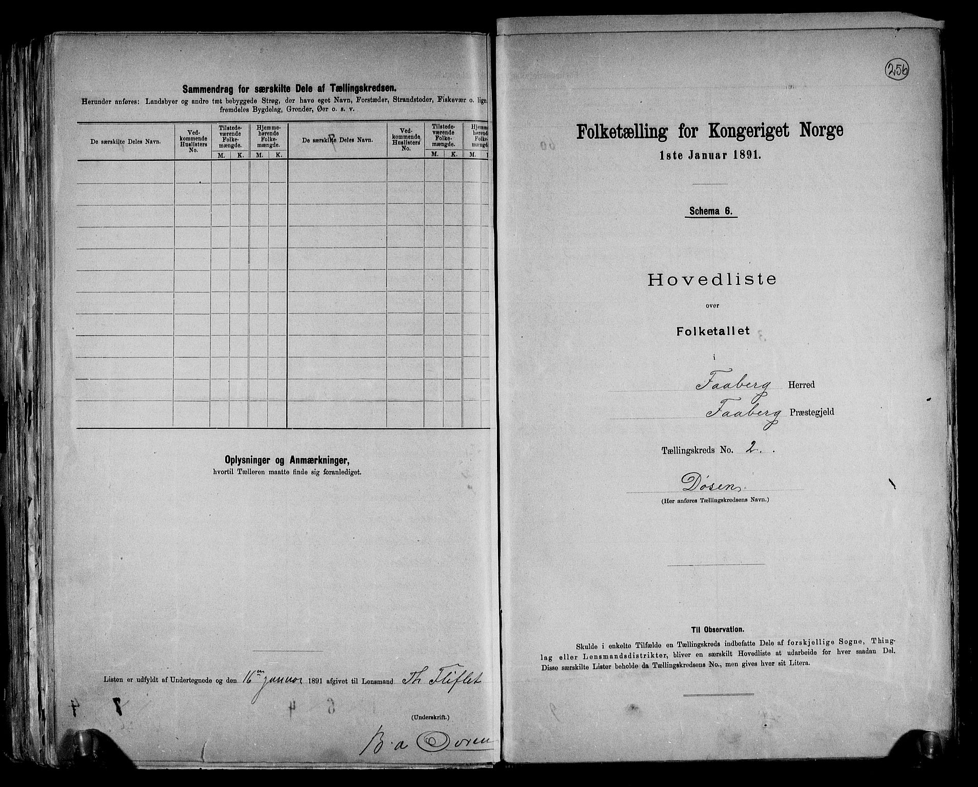 RA, 1891 census for 0524 Fåberg, 1891, p. 7