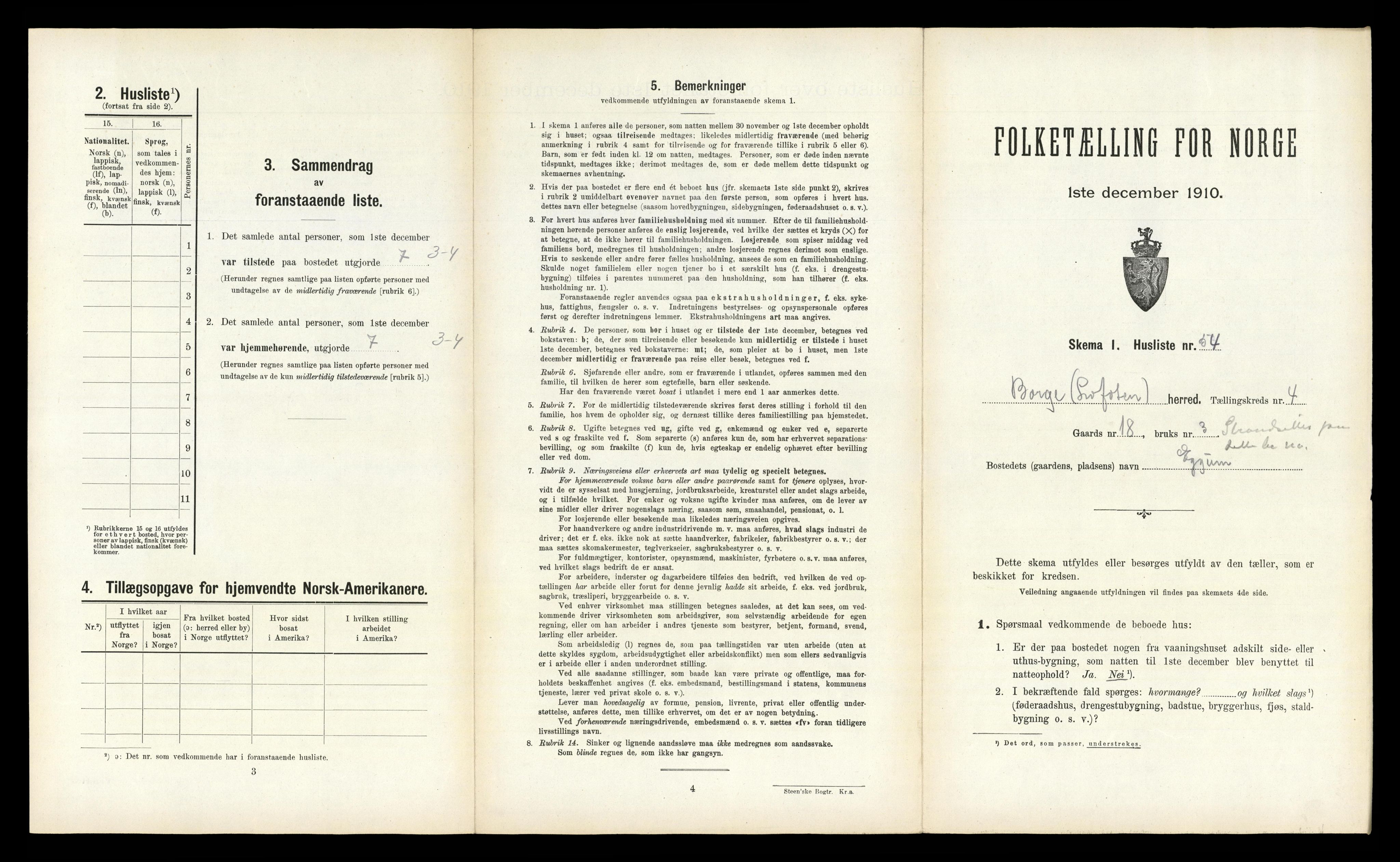 RA, 1910 census for Borge, 1910, p. 463