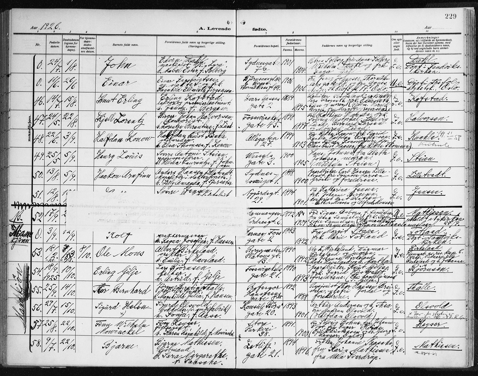 Johanneskirken sokneprestembete, AV/SAB-A-76001/H/Haa: Parish register (official) no. A 3, 1913-1934, p. 229