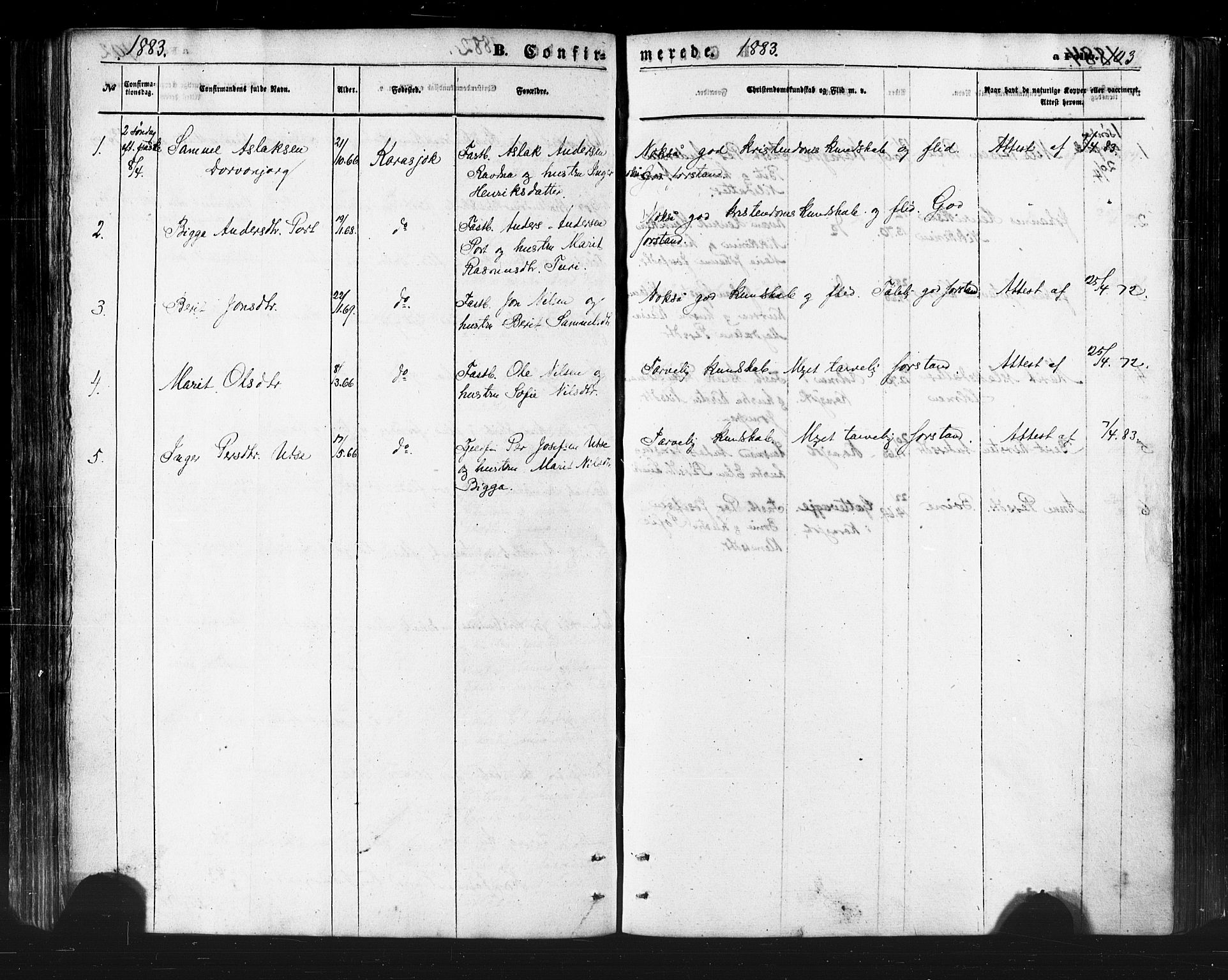 Karasjok sokneprestkontor, SATØ/S-1352/H/Ha/L0001kirke: Parish register (official) no. 1, 1872-1884, p. 103