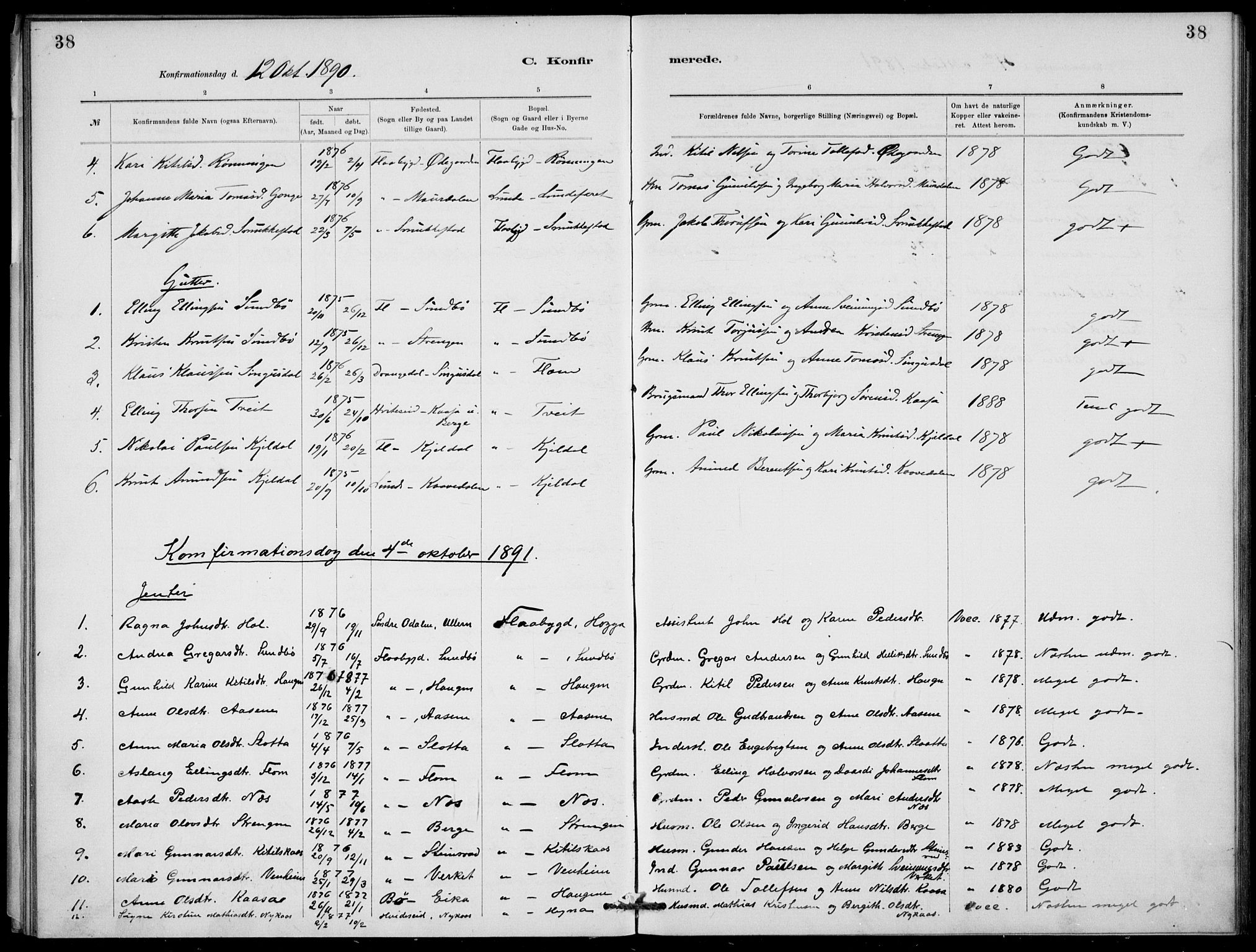 Lunde kirkebøker, SAKO/A-282/F/Fb/L0003: Parish register (official) no. II 3, 1882-1891, p. 38