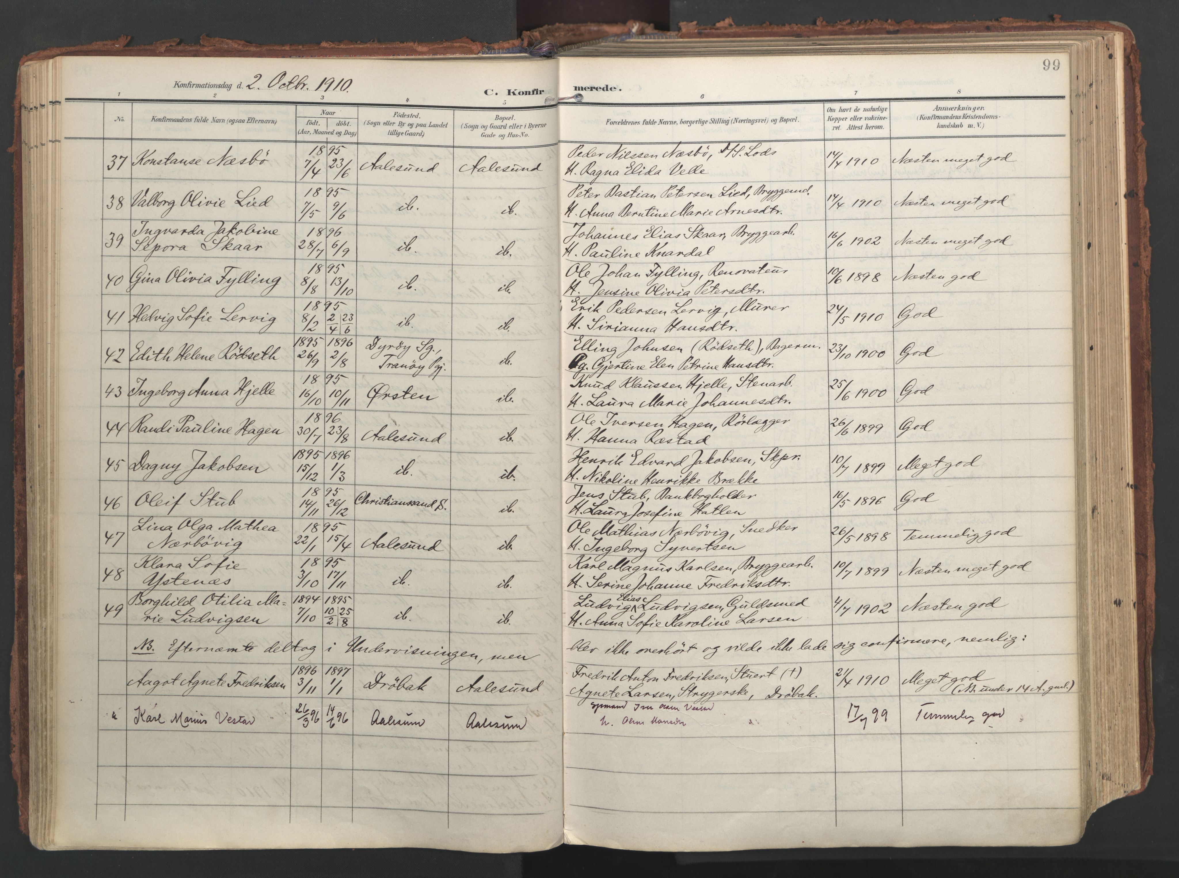 Ministerialprotokoller, klokkerbøker og fødselsregistre - Møre og Romsdal, AV/SAT-A-1454/529/L0459: Parish register (official) no. 529A09, 1904-1917, p. 99