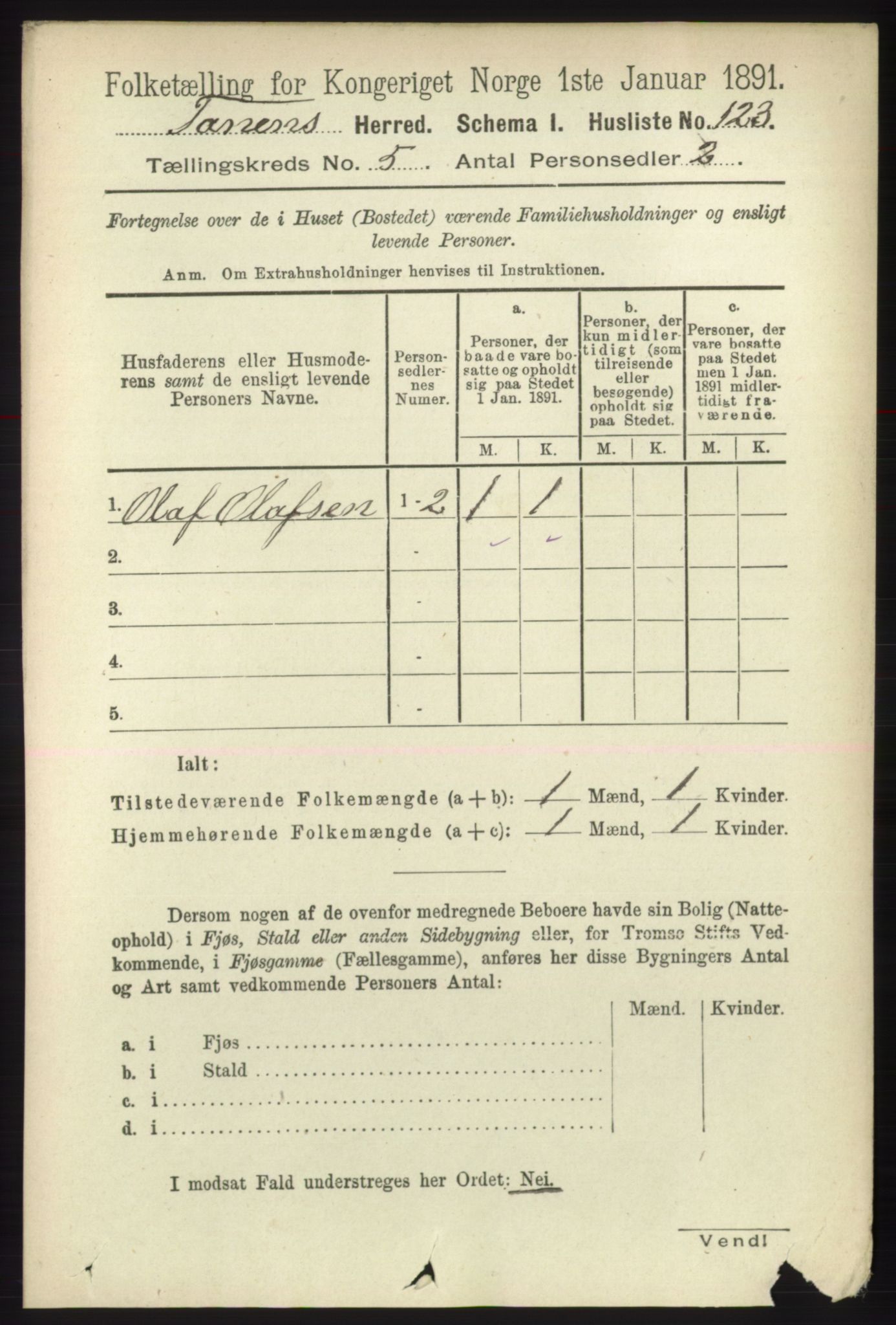 RA, 1891 census for 2025 Tana, 1891, p. 1991