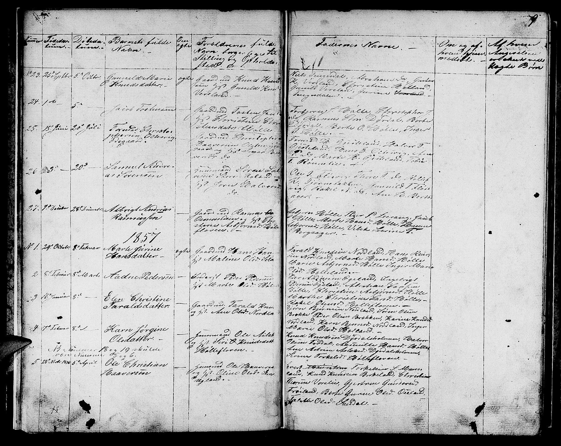 Høgsfjord sokneprestkontor, SAST/A-101624/H/Ha/Hab/L0001: Parish register (copy) no. B 1, 1855-1885, p. 9