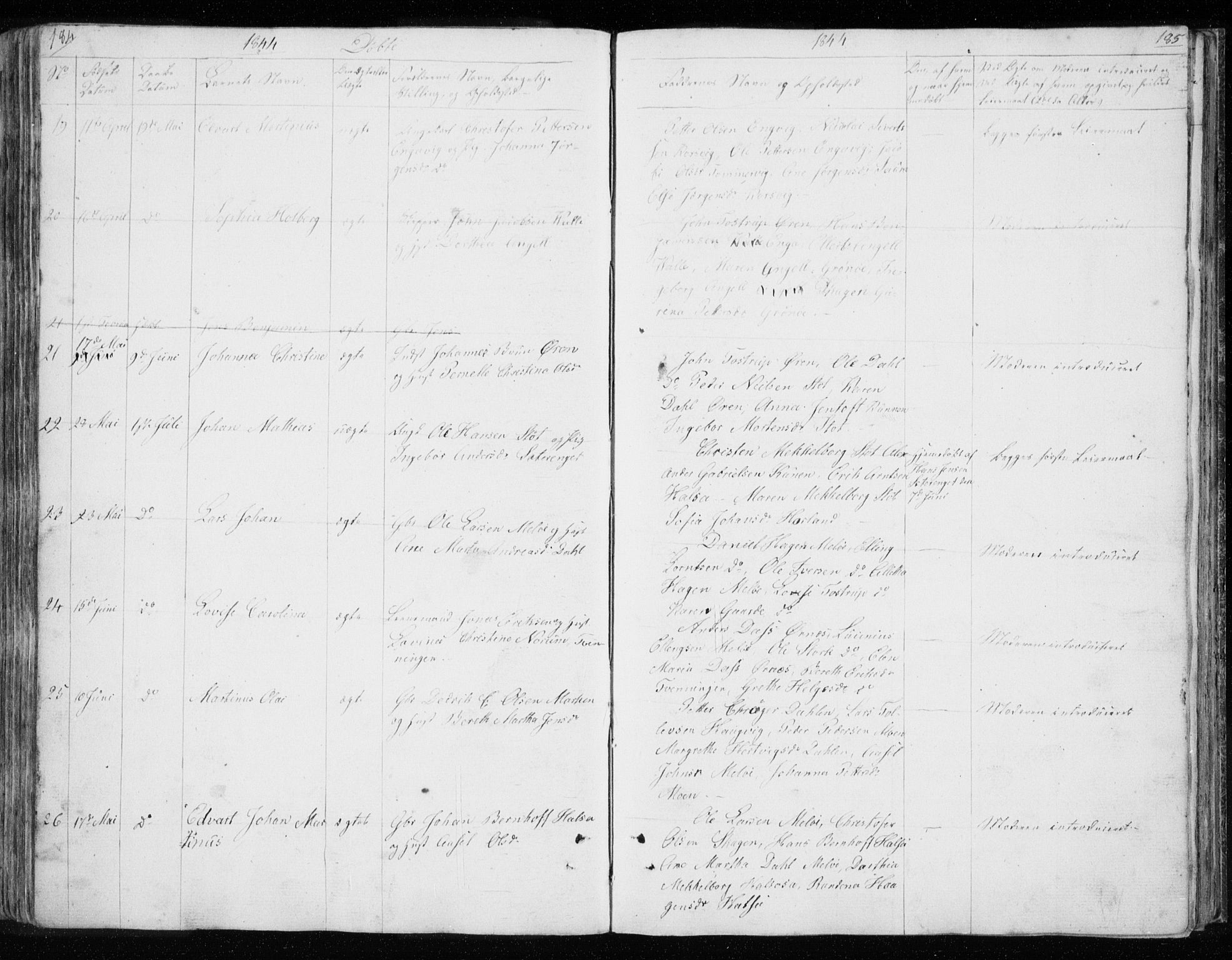 Ministerialprotokoller, klokkerbøker og fødselsregistre - Nordland, SAT/A-1459/843/L0632: Parish register (copy) no. 843C01, 1833-1853, p. 184-185