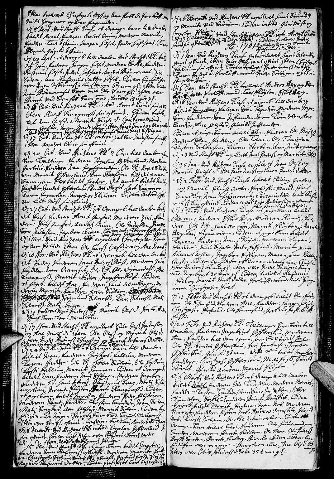 Ministerialprotokoller, klokkerbøker og fødselsregistre - Sør-Trøndelag, SAT/A-1456/646/L0603: Parish register (official) no. 646A01, 1700-1734, p. 3