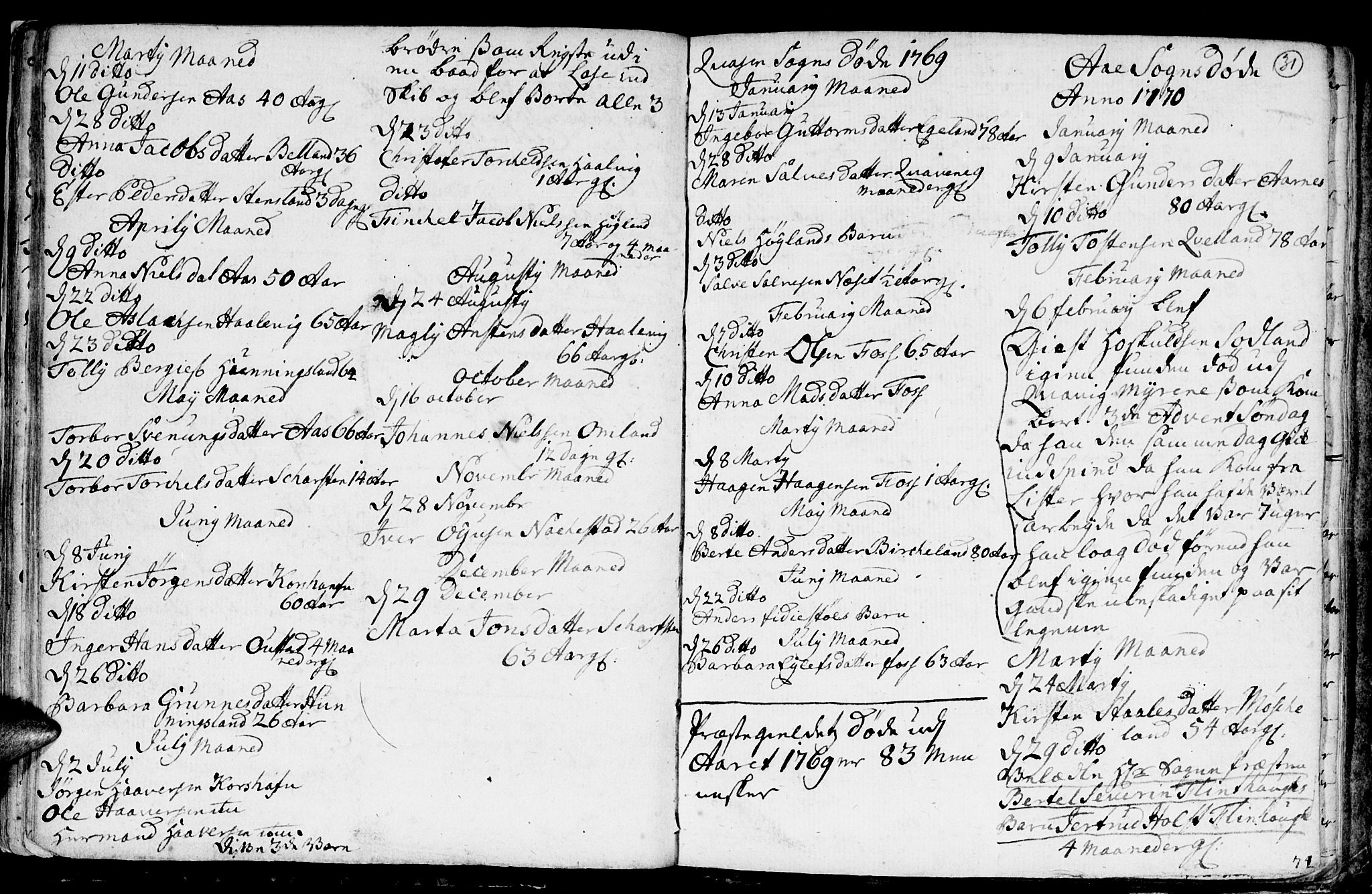 Lyngdal sokneprestkontor, SAK/1111-0029/F/Fa/Fac/L0003: Parish register (official) no. A 3, 1750-1803, p. 31