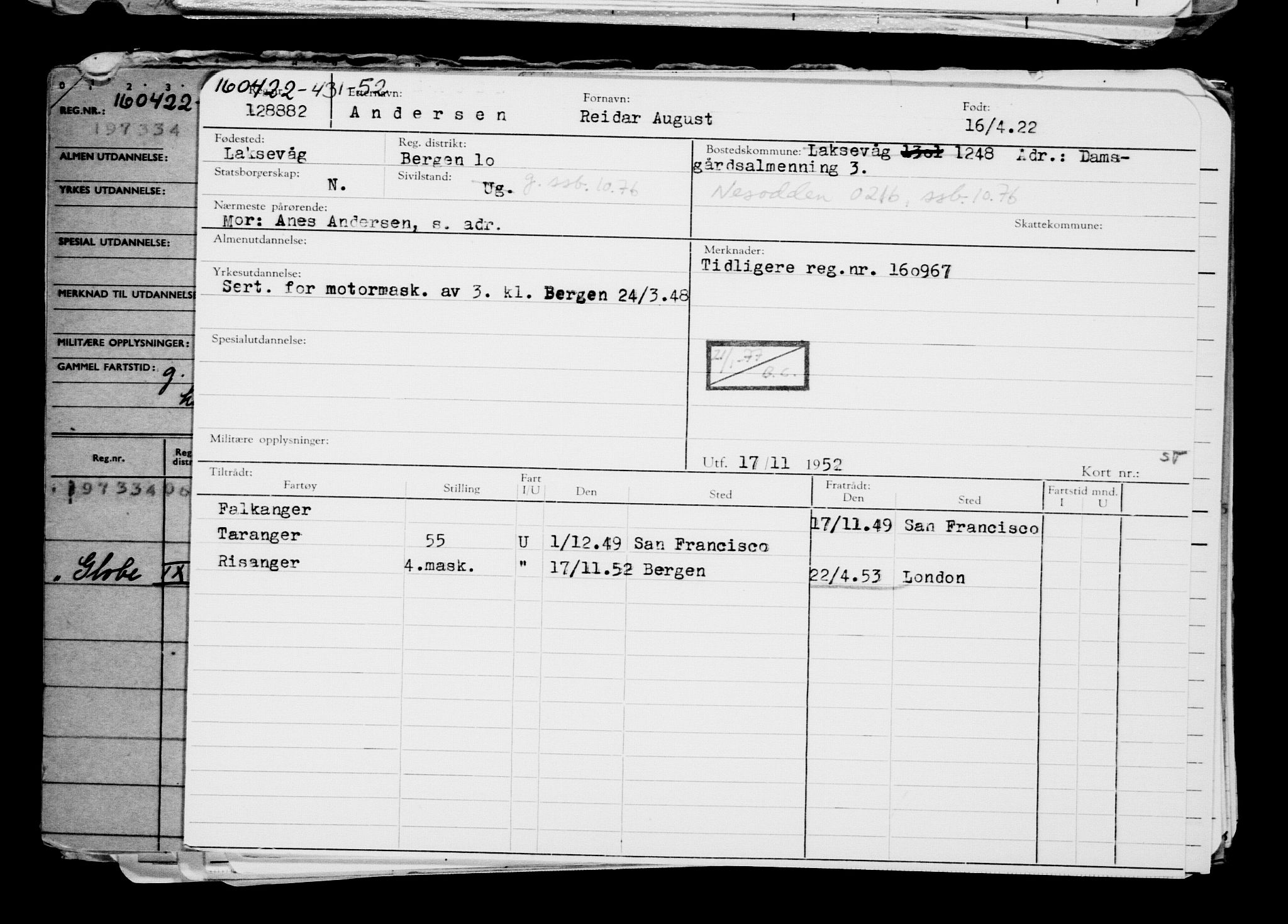 Direktoratet for sjømenn, AV/RA-S-3545/G/Gb/L0205: Hovedkort, 1922, p. 414