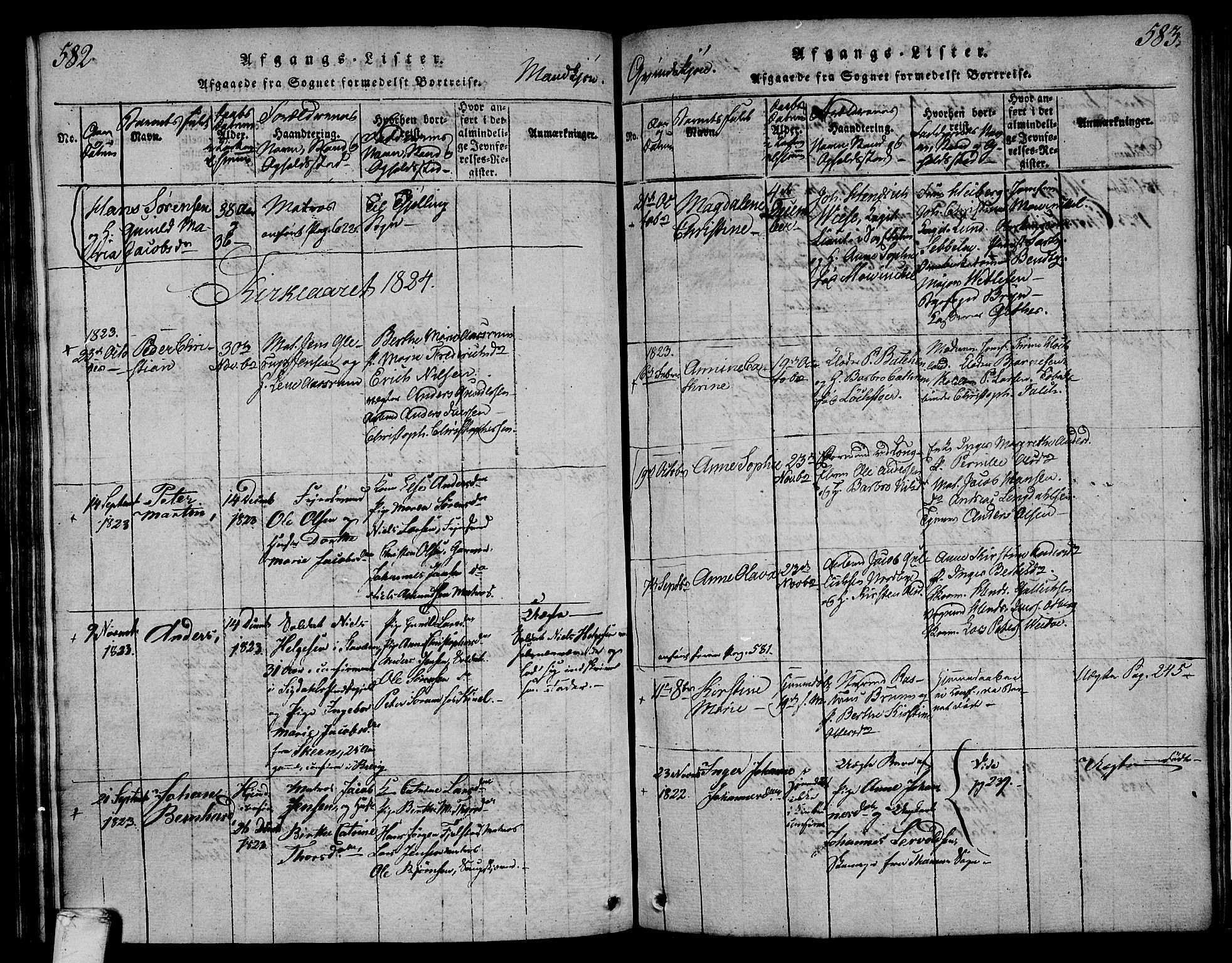 Larvik kirkebøker, AV/SAKO-A-352/F/Fa/L0001: Parish register (official) no. I 1, 1814-1825, p. 582-583