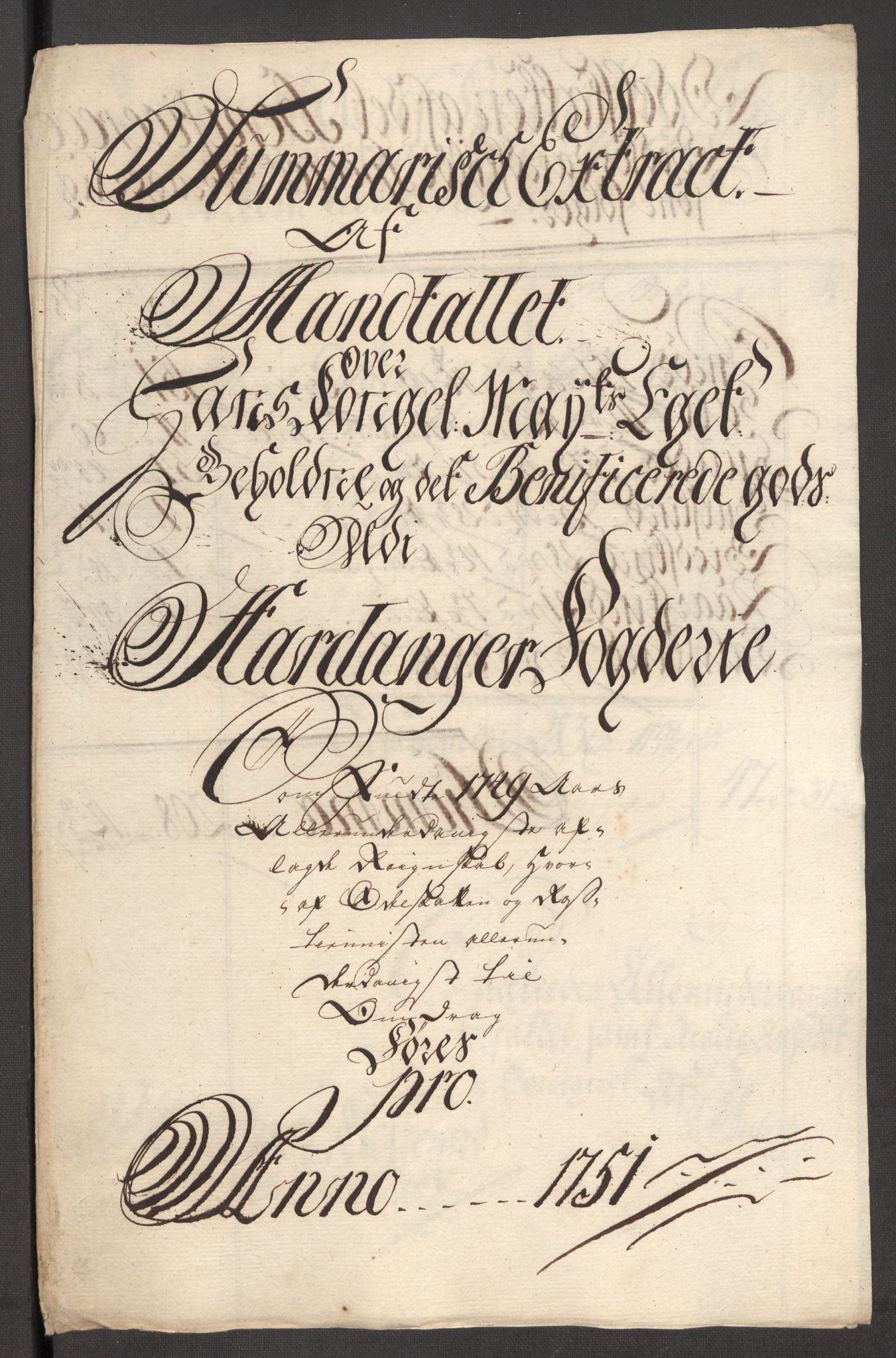 Rentekammeret inntil 1814, Reviderte regnskaper, Fogderegnskap, RA/EA-4092/R48/L3056: Fogderegnskap Sunnhordland og Hardanger, 1751, p. 500