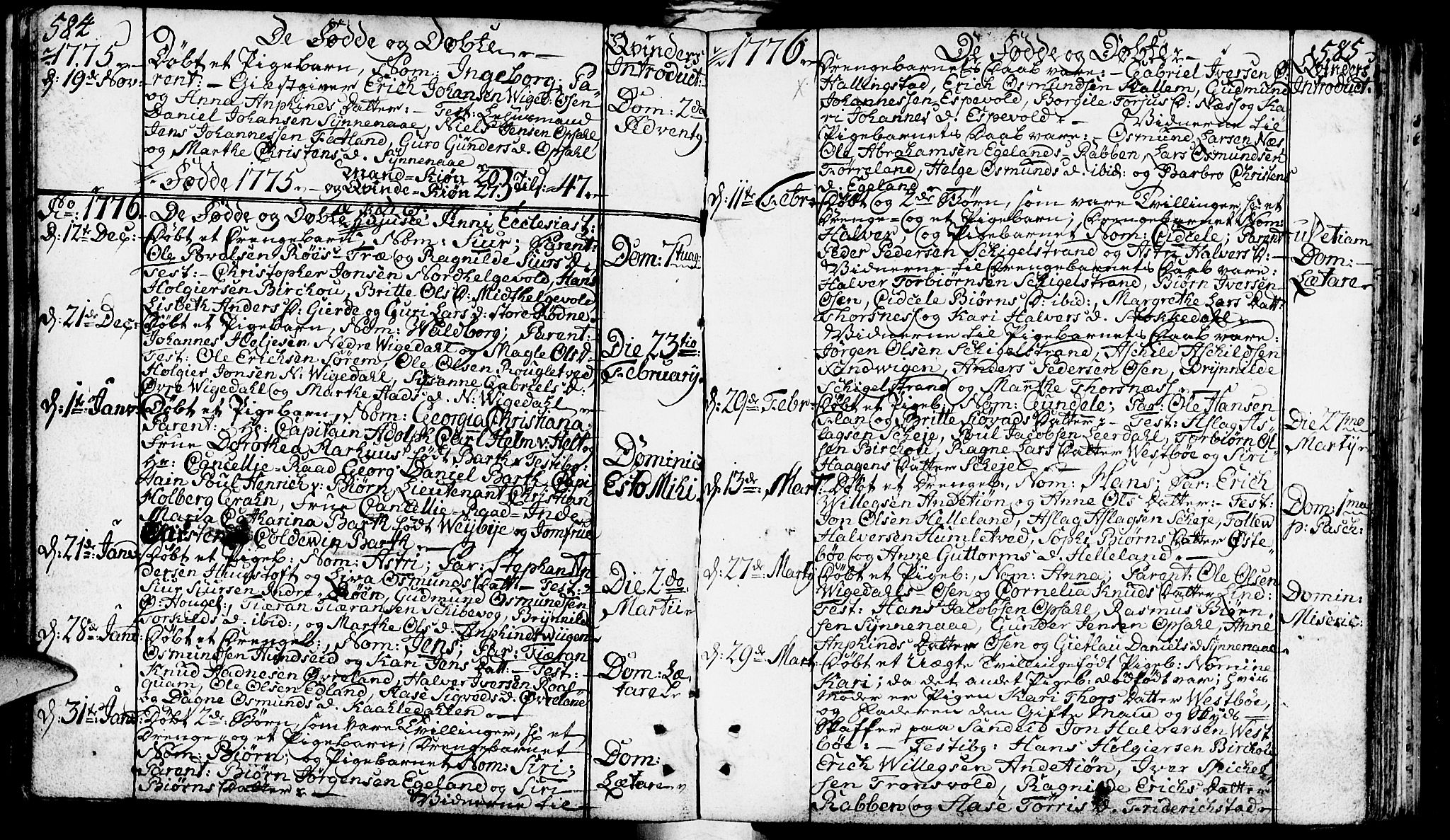 Vikedal sokneprestkontor, AV/SAST-A-101840/01/IV: Parish register (official) no. A 1, 1737-1778, p. 584-585