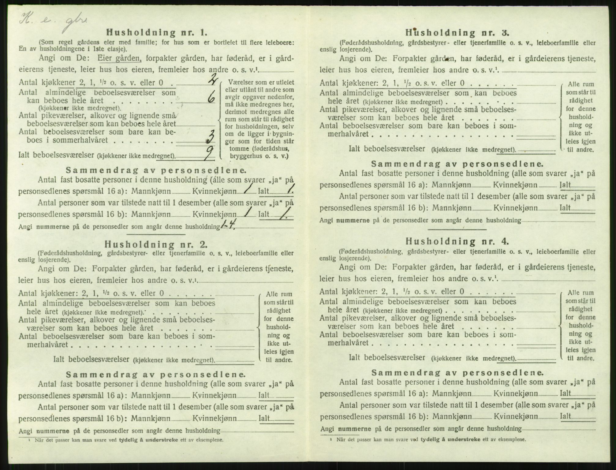 SAT, 1920 census for Kvernes, 1920, p. 226