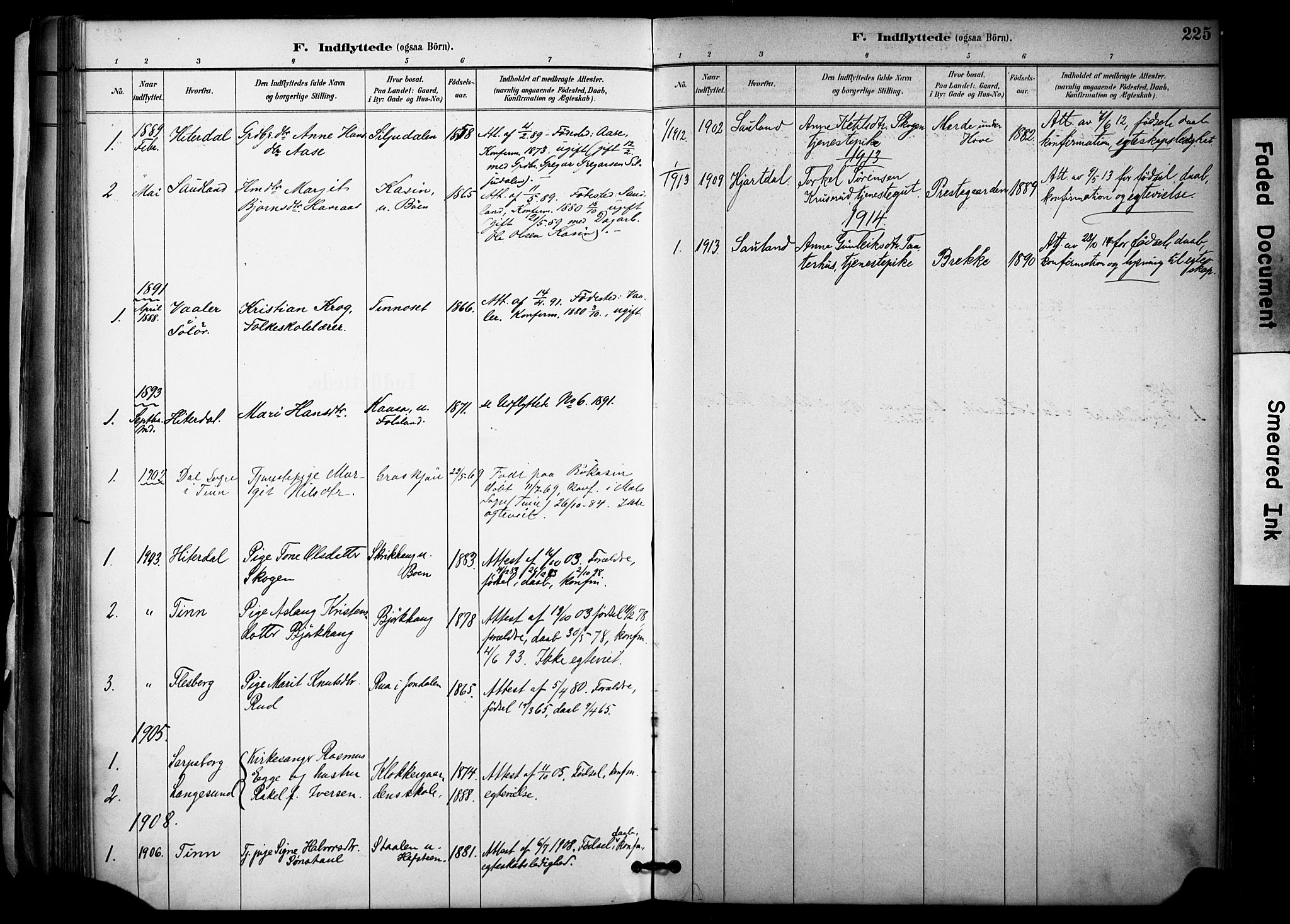 Gransherad kirkebøker, AV/SAKO-A-267/F/Fa/L0005: Parish register (official) no. I 5, 1887-1916, p. 225